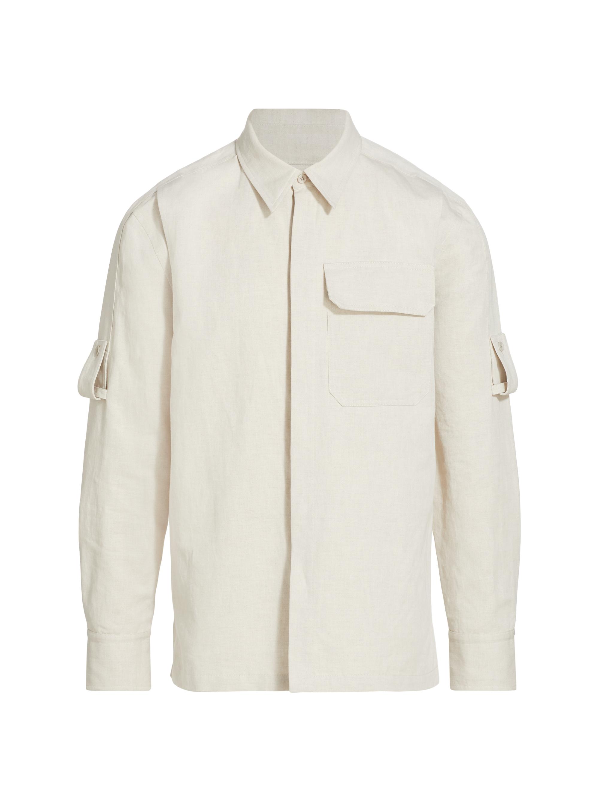 Helmut Lang Men's Cotton & Linen-Blend Button-Front Shirt - Natural
