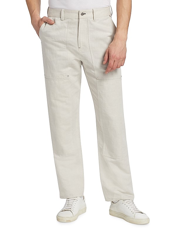 Shop Helmut Lang Cotton & Linen-Blend Carpenter Pants | Saks Shop Helmut Lang Cotton & Linen-Blend Carpenter Pants | Saks