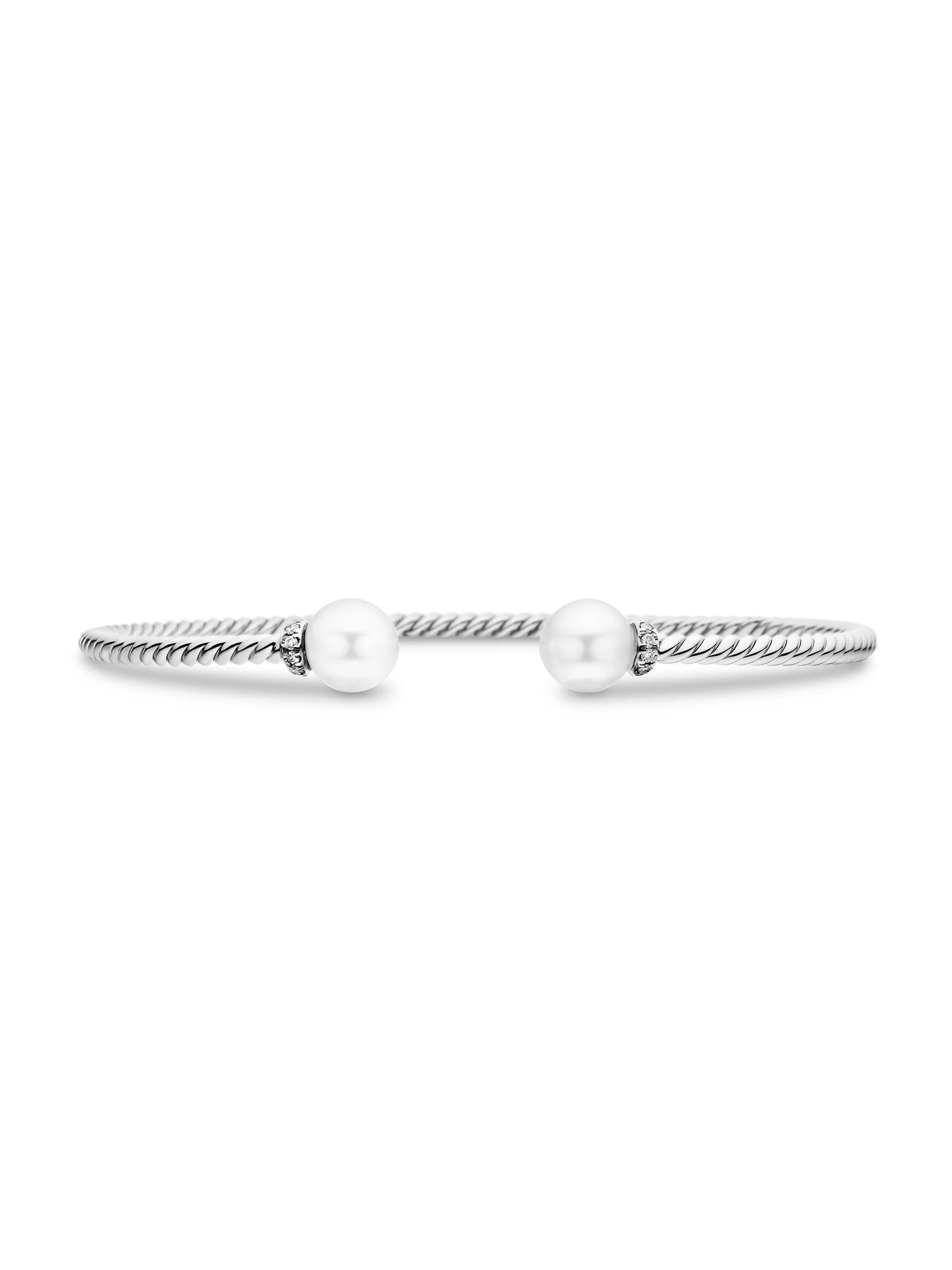 David Yurman Women's Petite Solari Pearl Bracelet In 18K White Gold with Pavé Diamonds - White Gold