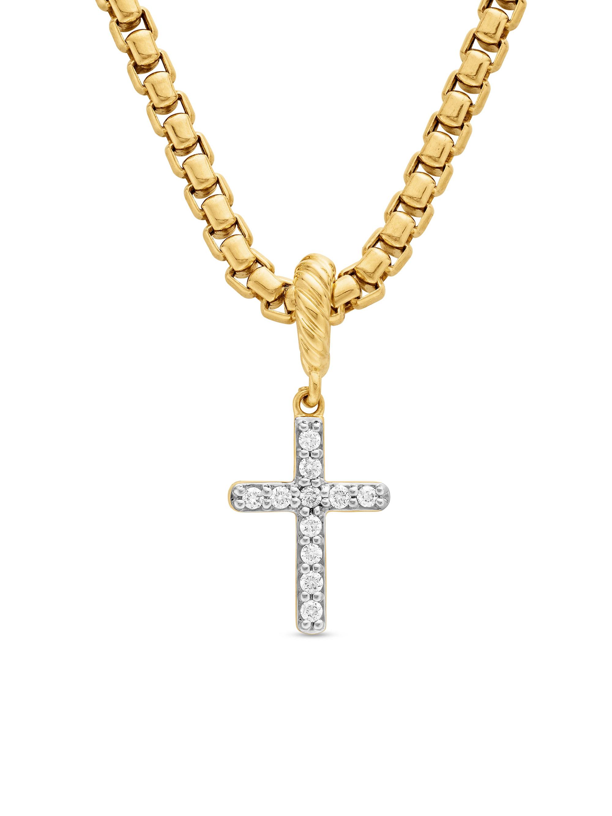 David Yurman Women's Cable Collectibles Cross Amulet in 18K Yellow Gold with Pavé Diamonds - Gold