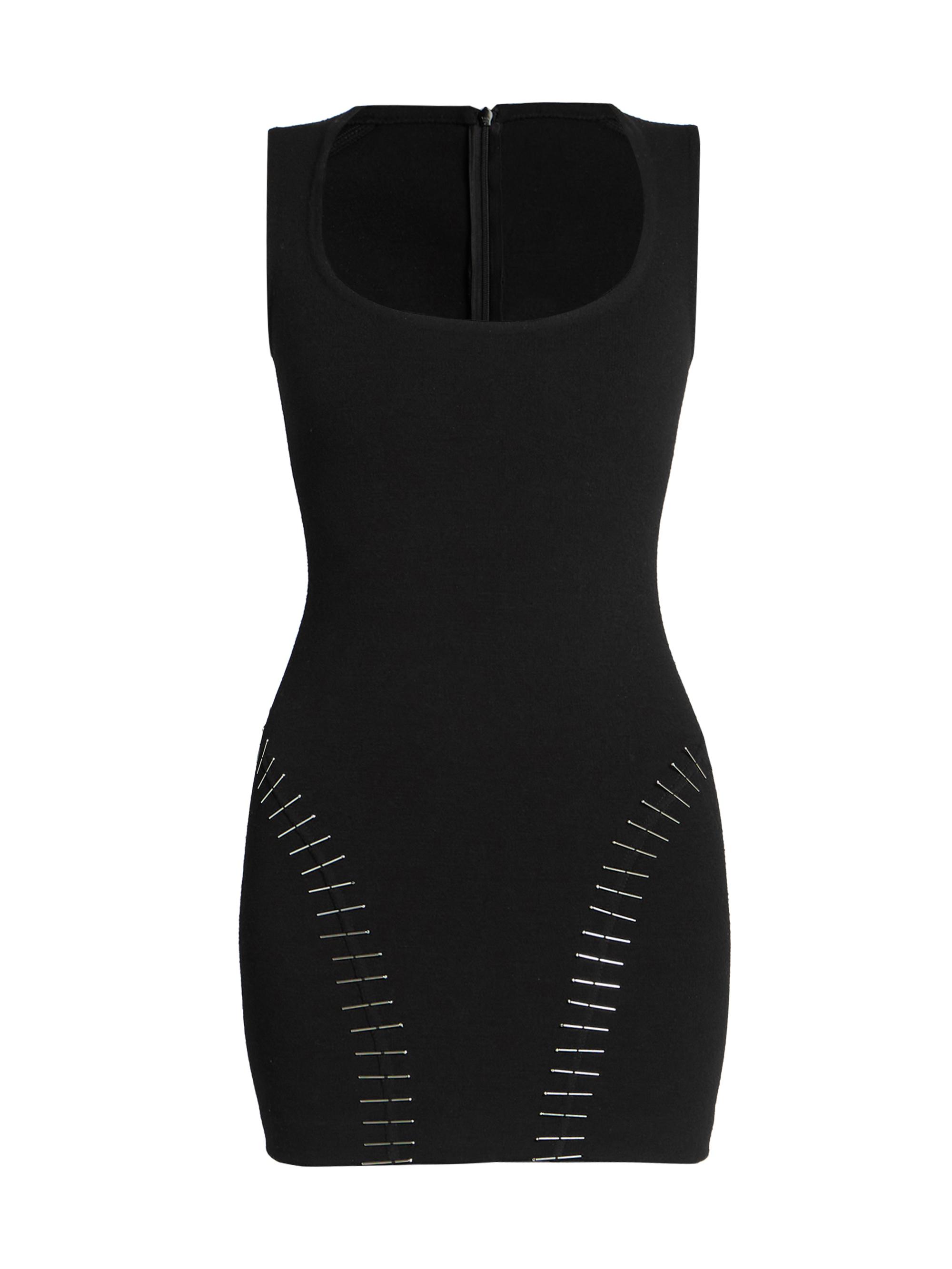 Alaïa Women's Brass Pin-Embroidered Minidress - Black