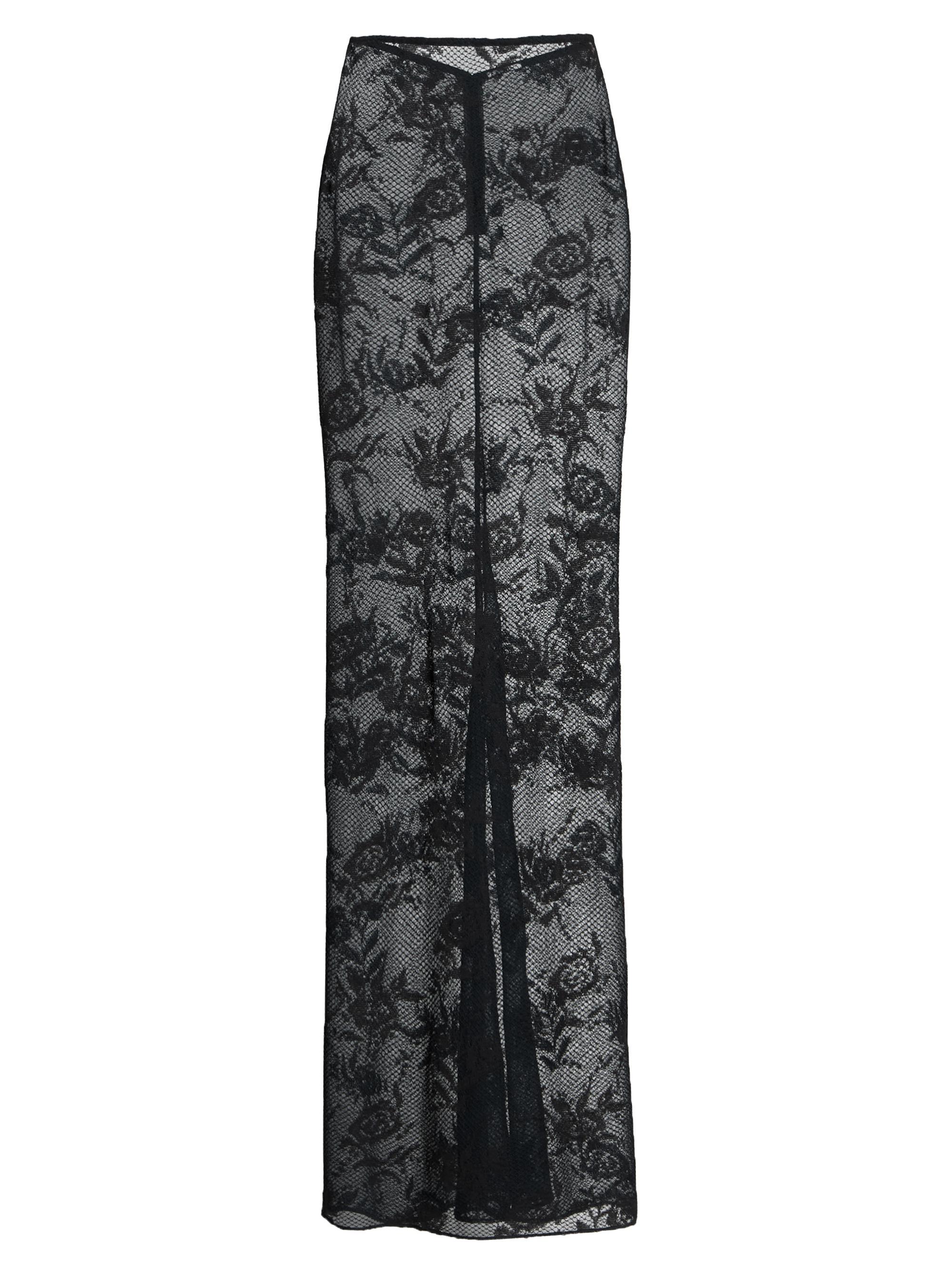 Alaïa Women's Floral Lace Maxi Skirt - Black