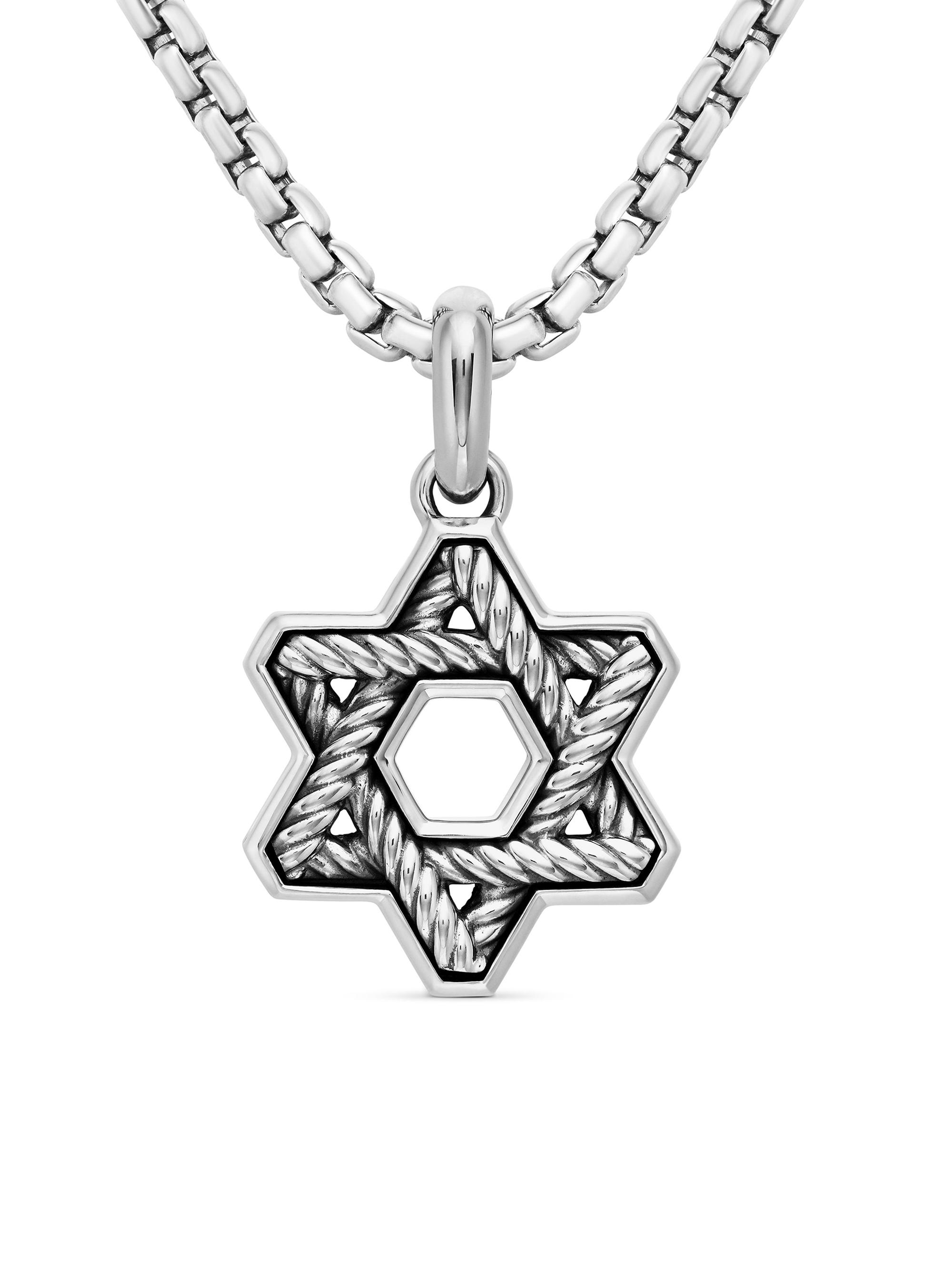 David Yurman Men's Cable Star of David Amulet in Sterling Silver, 19mm - Silver