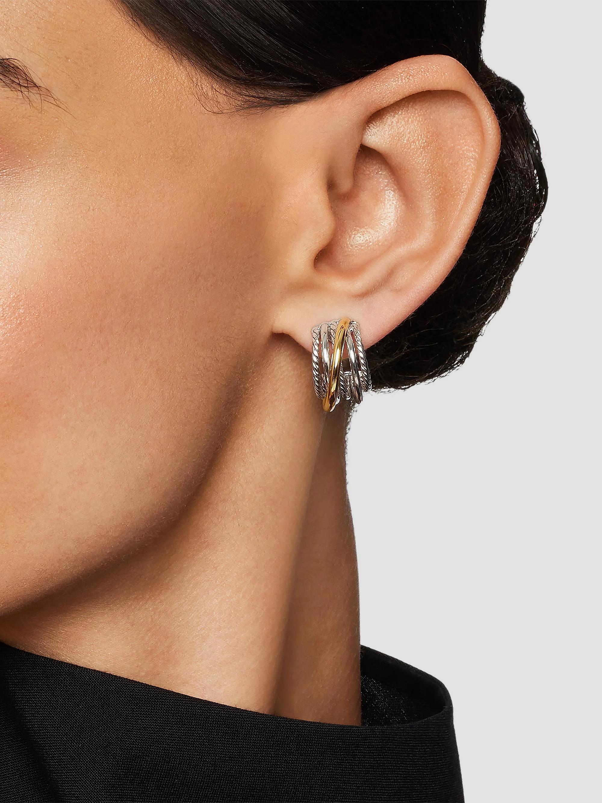David Yurman Crossover Shrimp Earrings in Sterling Silver with 18K