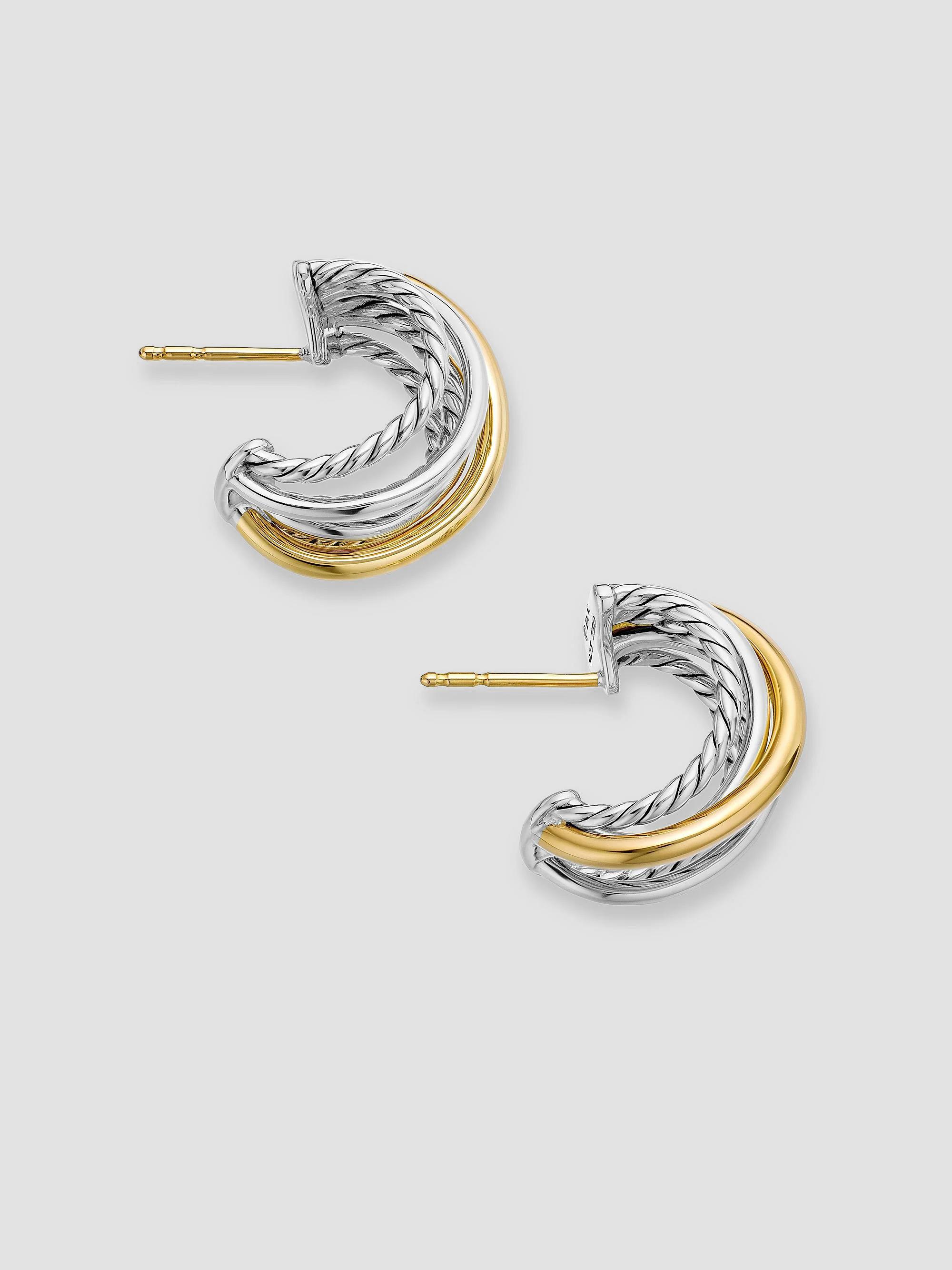 David Yurman Crossover Shrimp Earrings in Sterling Silver with 18K