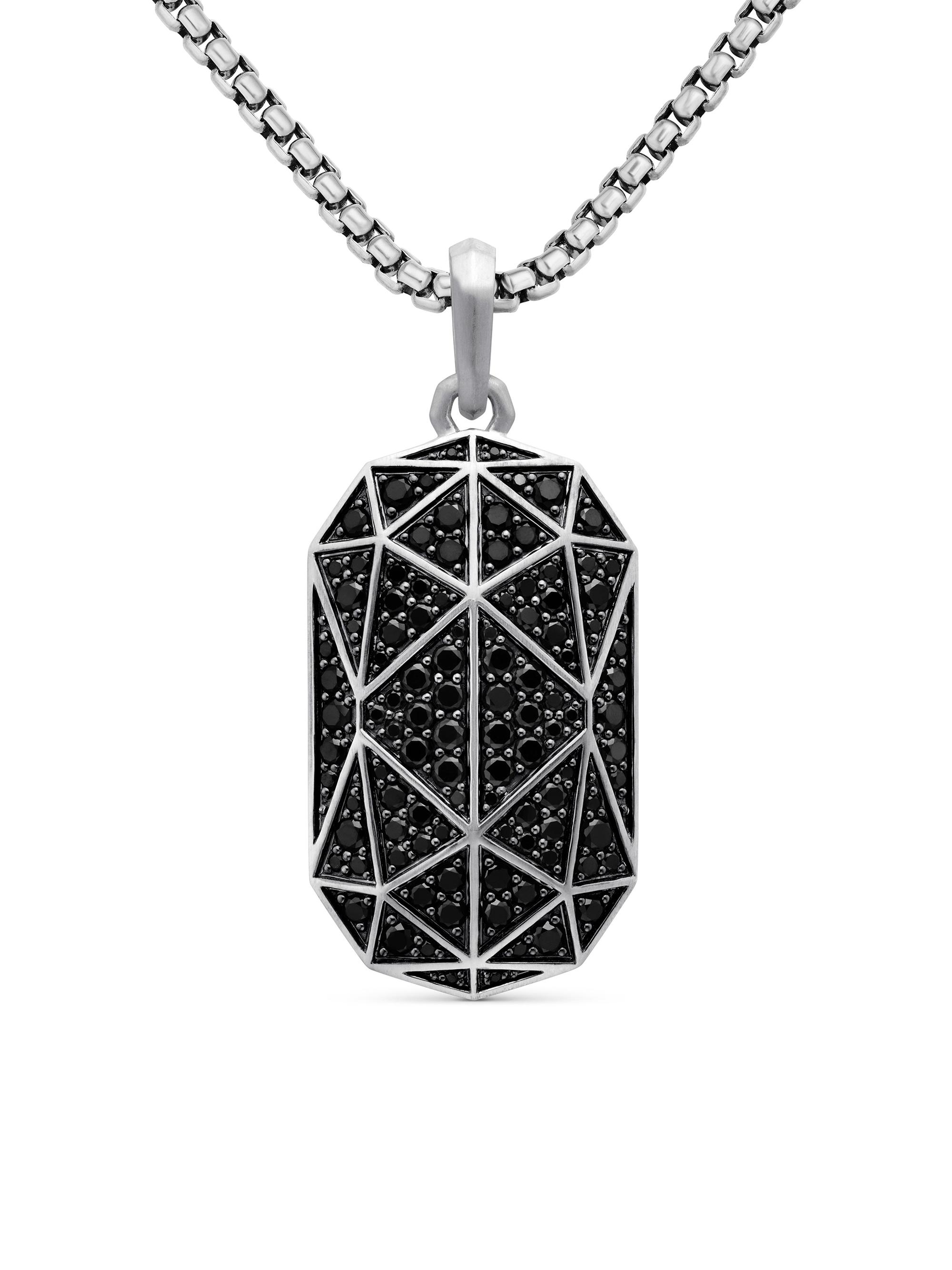 David Yurman Men's Faceted Amulet in Sterling Silver - Black Diamond