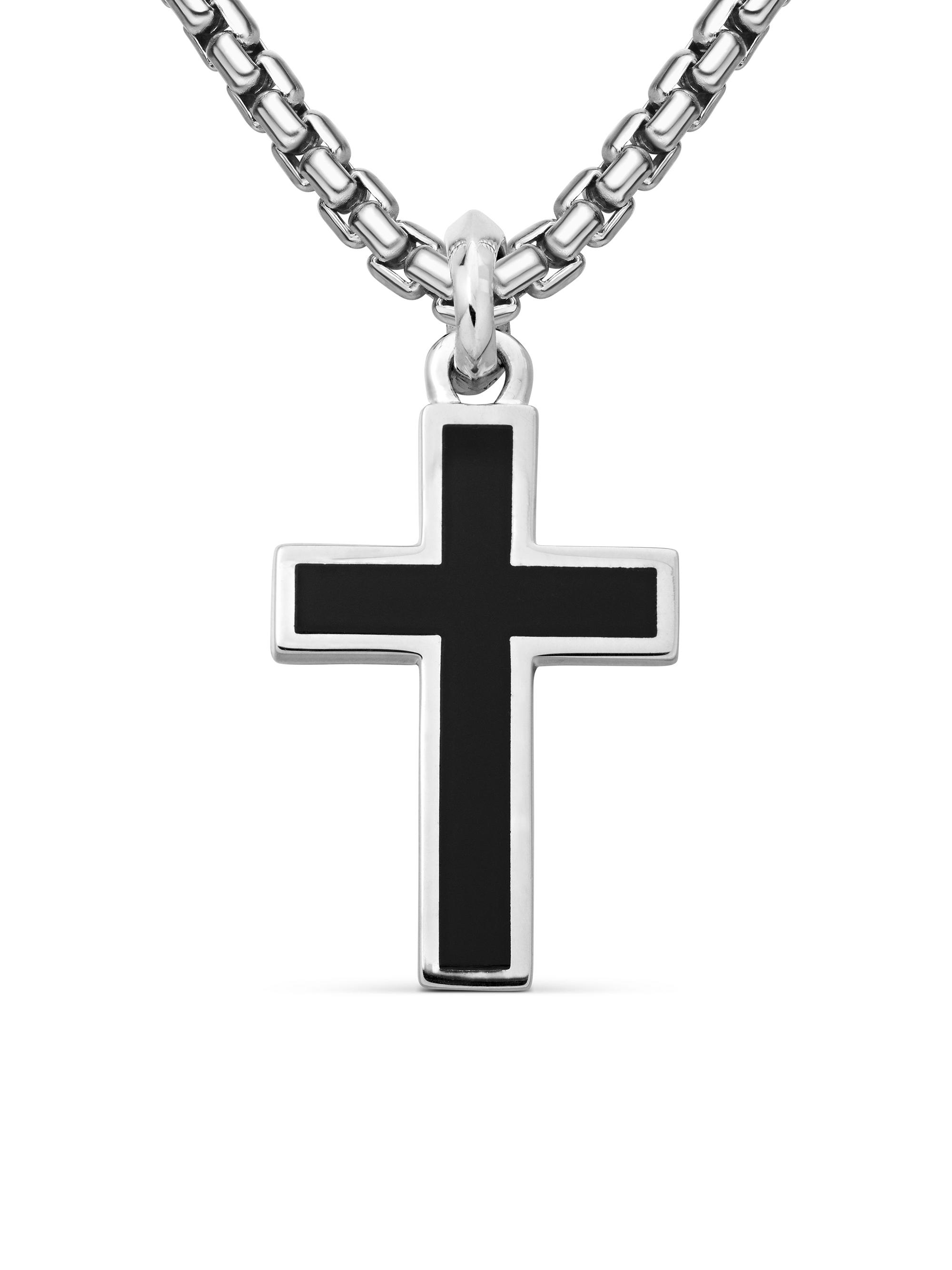David Yurman Men's Exotic Stone Cross in Sterling Silver with Black Onyx, 26mm - Black Onyx