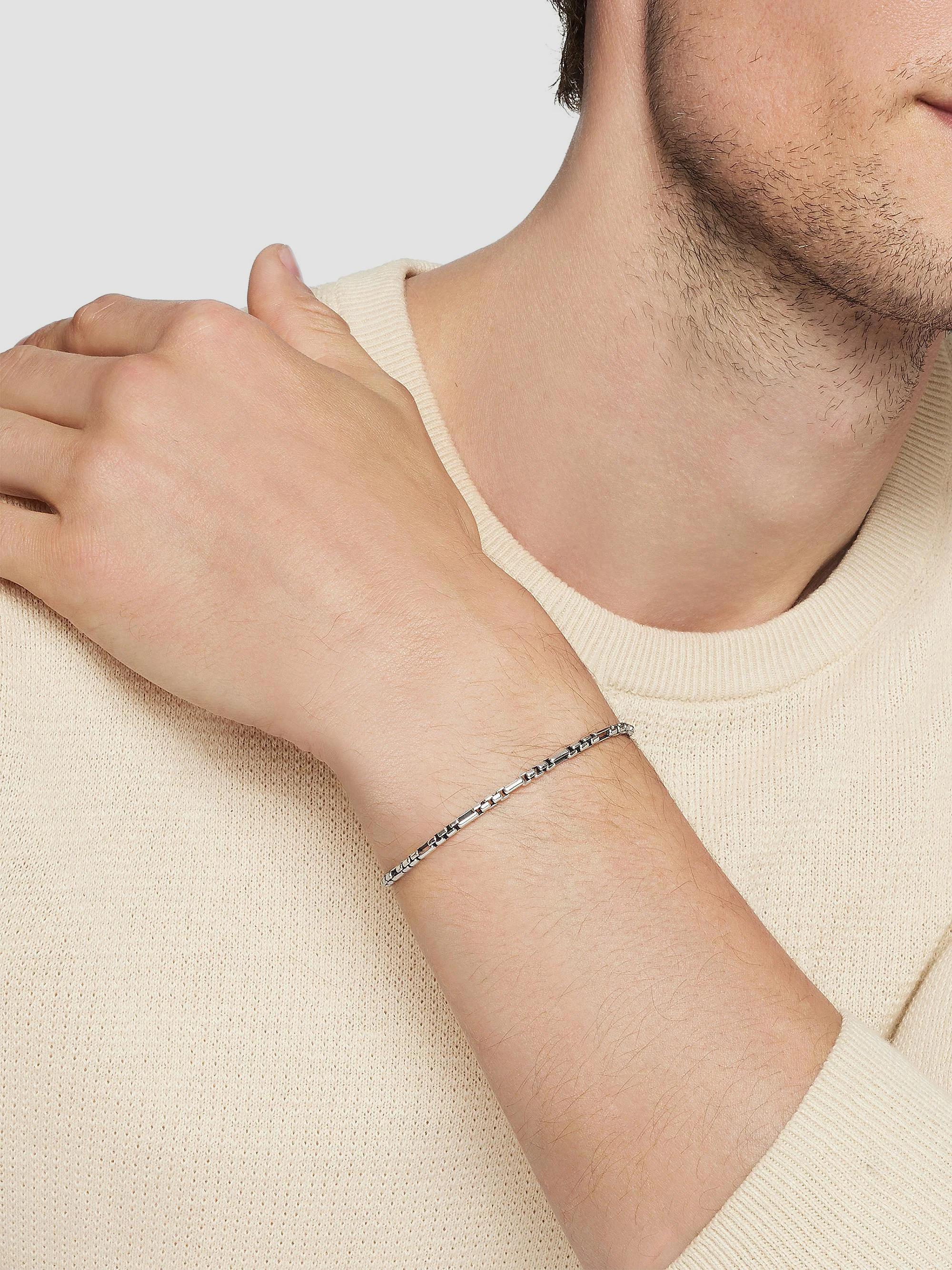 David Yurman Open Station Box Chain Bracelet in Sterling Silver