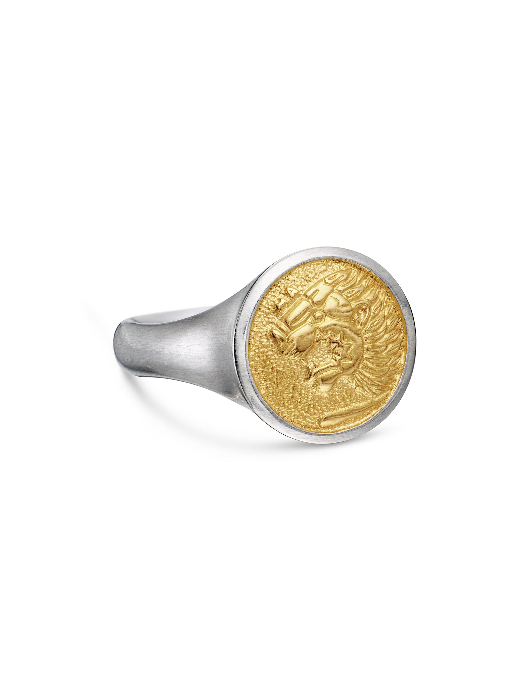 David Yurman Men's Petrvs Lion Pinky Ring in Sterling Silver - Gold