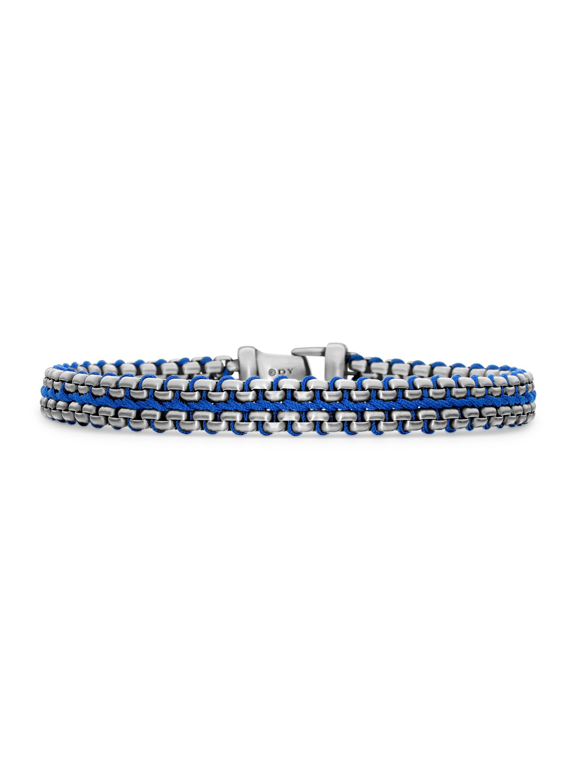 David Yurman Men's Woven Box Chain Bracelet in Sterling Silver - Blue
