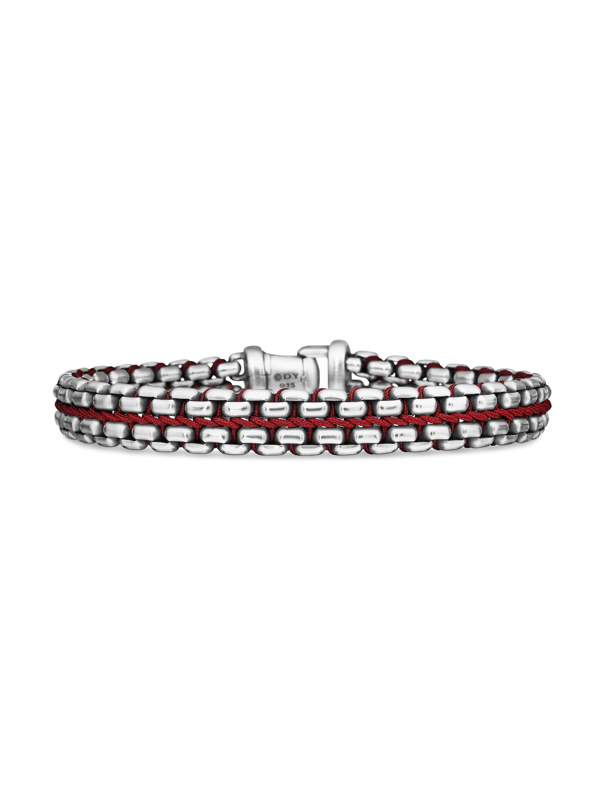 David Yurman Men's Woven Box Chain Bracelet with Nylon - Burgundy