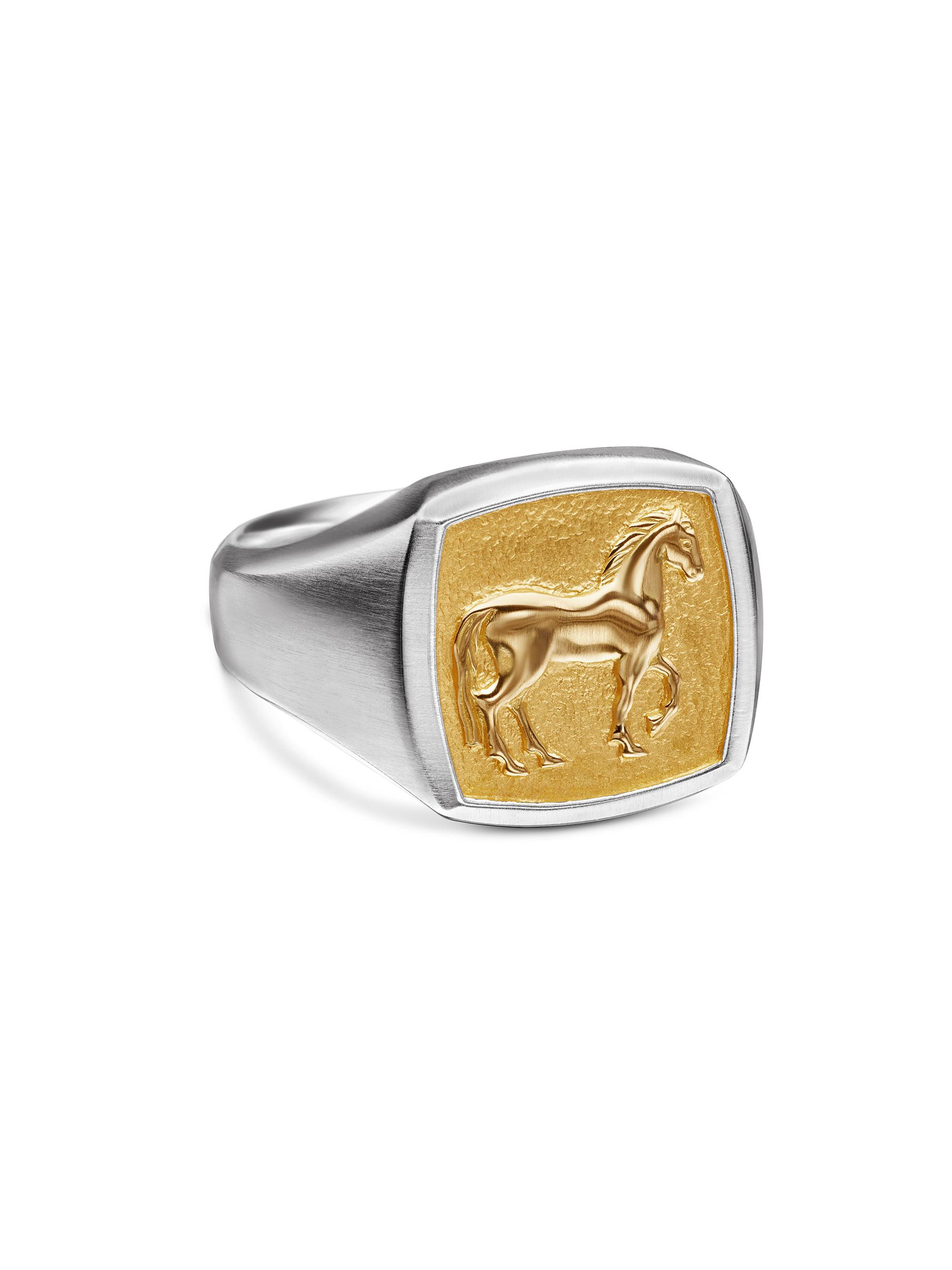 David Yurman Men's Petrvs Horse Pinky Ring in Sterling Silver - Gold