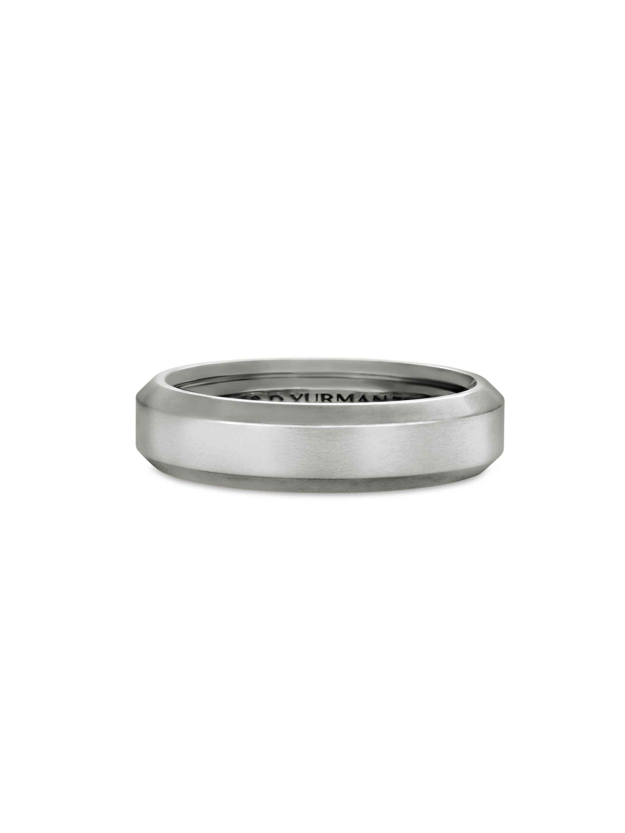 David Yurman Men's Beveled Band Ring in 18K White Gold - White Gold