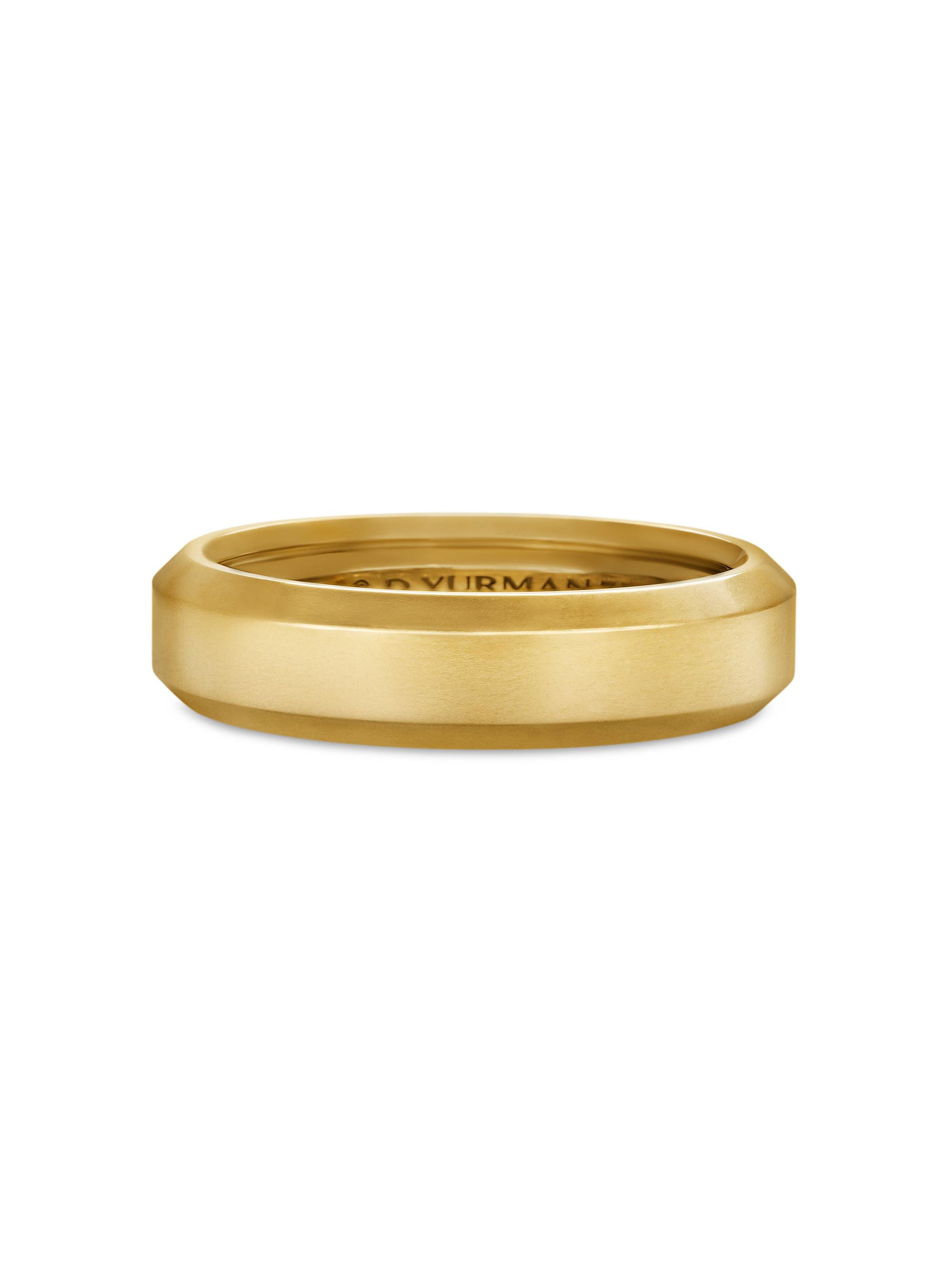 David Yurman Men's Beveled Band Ring in 18K Yellow Gold, 6mm - Gold