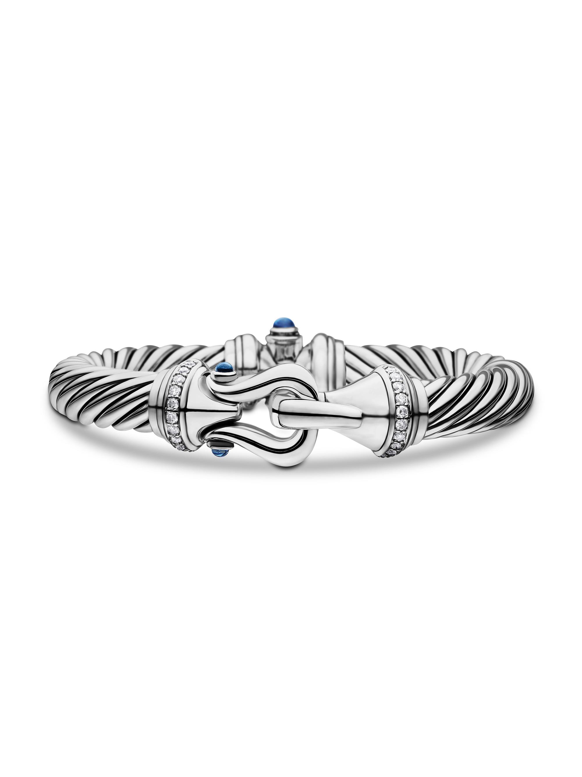 David Yurman Women's Buckle Classic Cable Bracelet in Sterling Silver - Hampton Blue Topaz