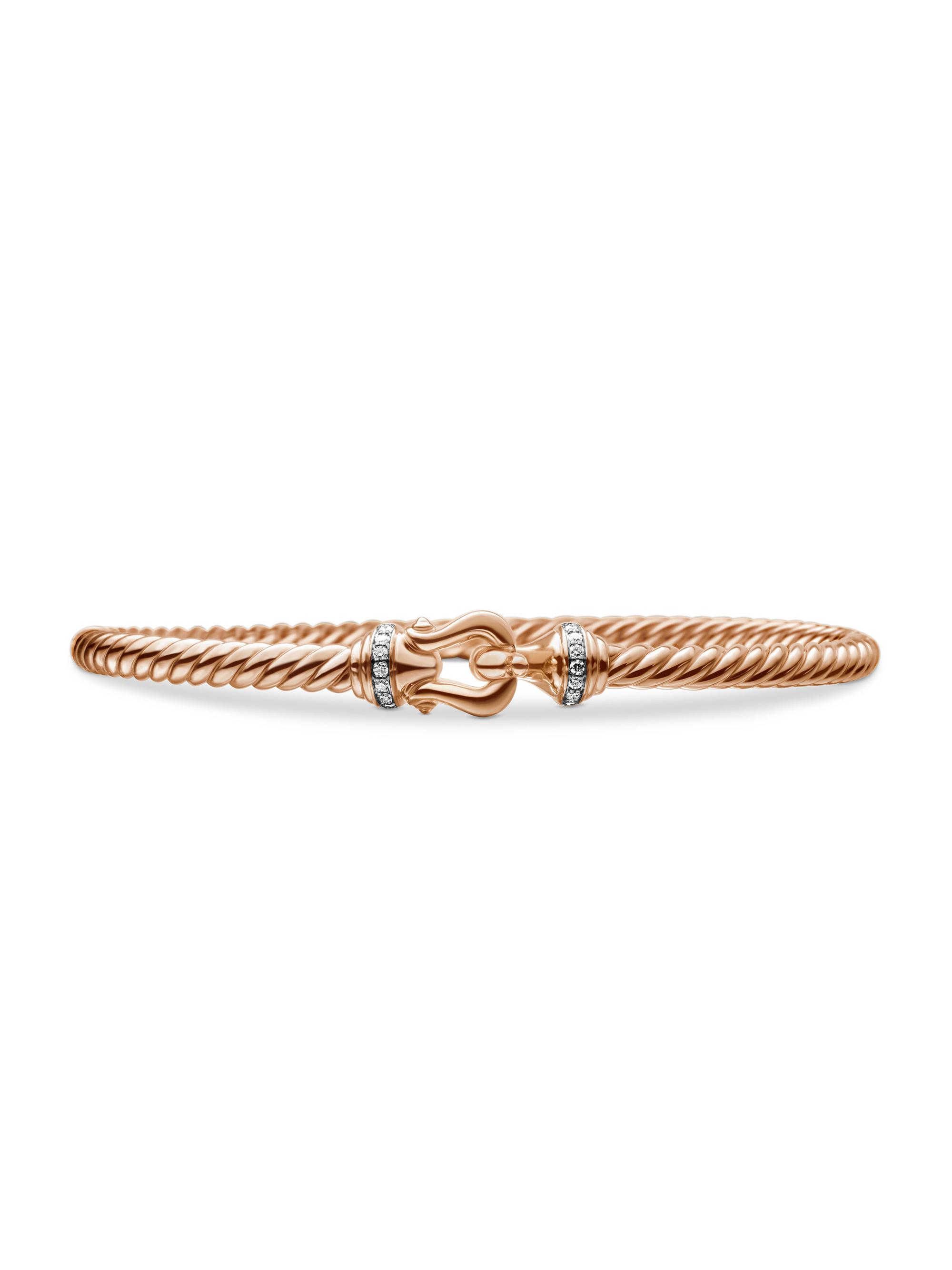 David Yurman Women's Buckle Bracelet in 18K Rose Gold with Pavé Diamonds - Rose Gold