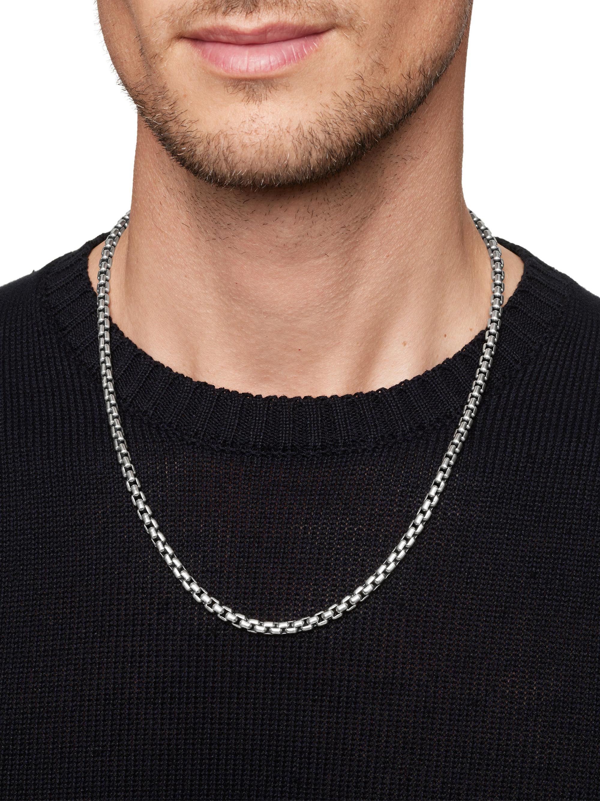 David Yurman ボックスチェーン ネックレス 22inch David Yurman Men's Box Chain Necklace in Silver, 3.6mm, 26