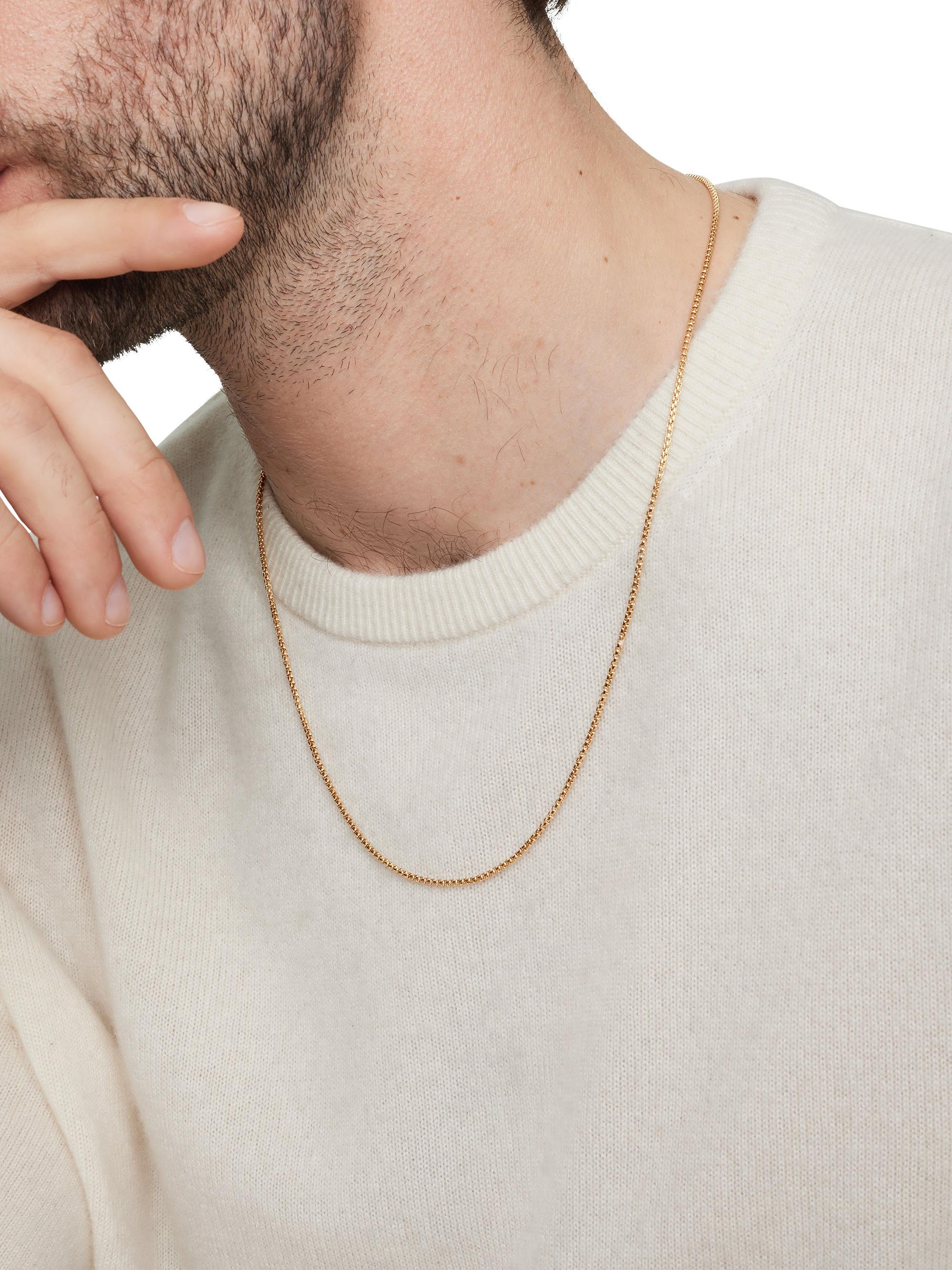 David Yurman Men's Box Chain Necklace in 18K Yellow Gold - Gold - side view in Gold
