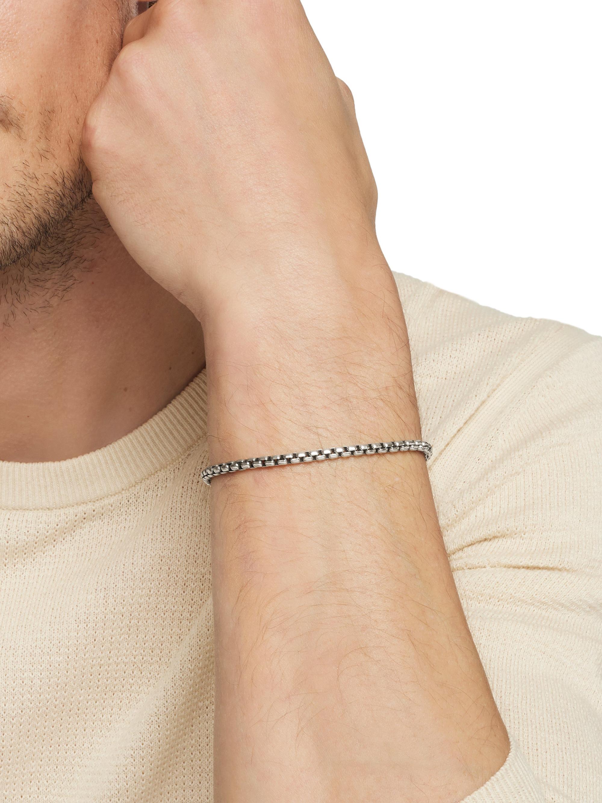 David Yurman Men's Box Chain Bracelet - Silver - back view in Silver