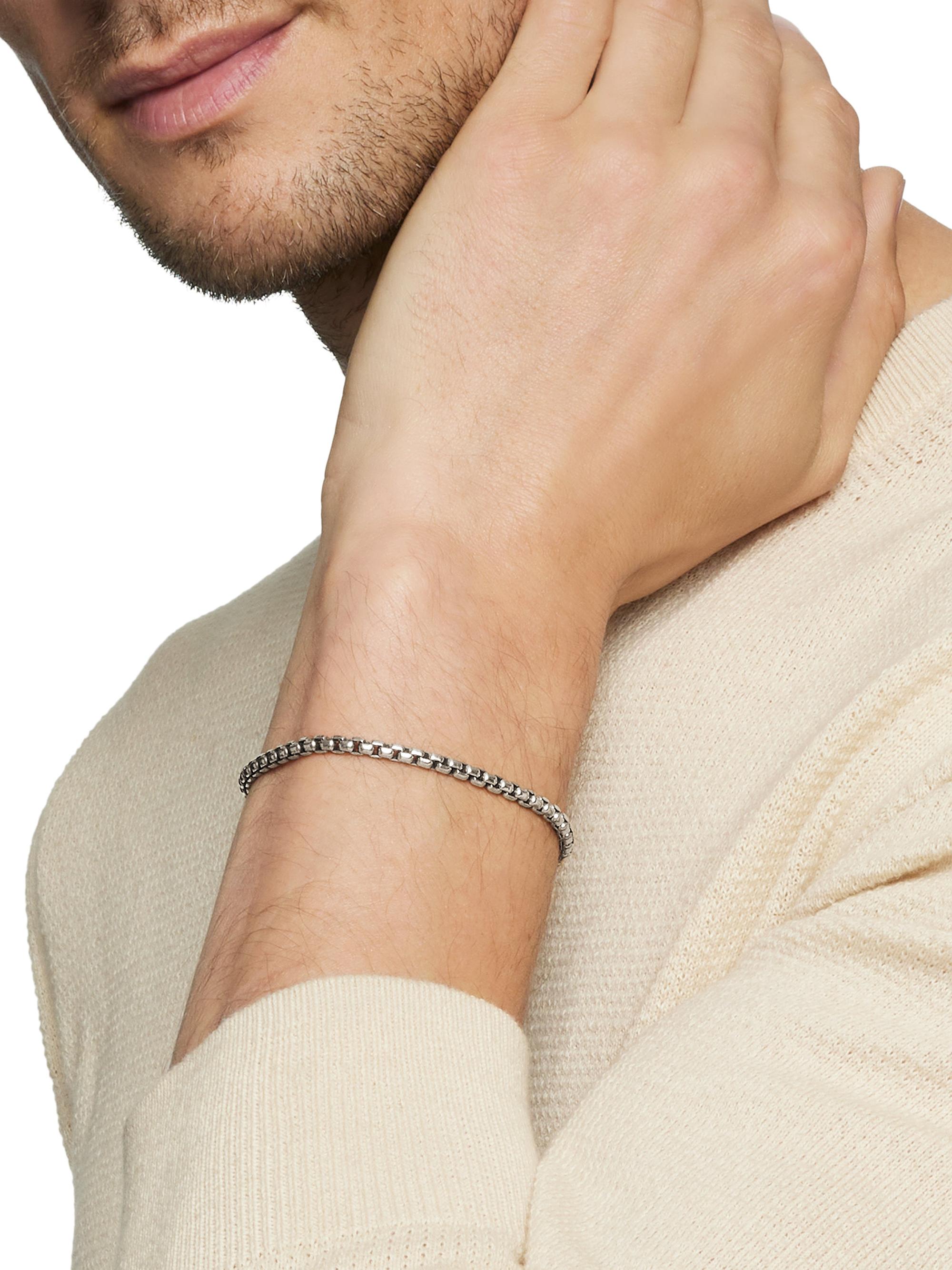 David Yurman Men's Box Chain Bracelet - Silver - side view in Silver