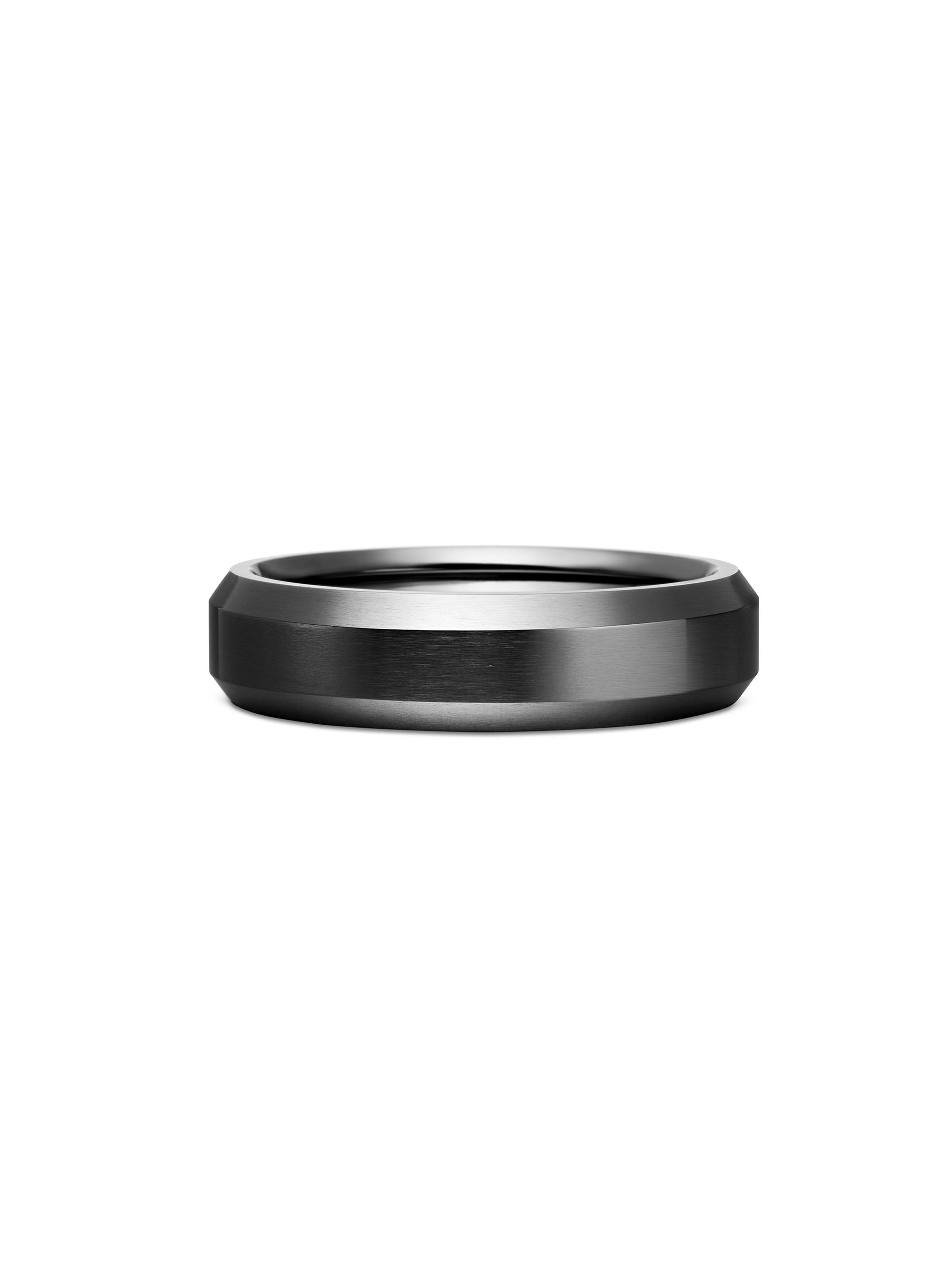 David Yurman Men's Beveled Band Ring in Black Titanium, 6mm - Black