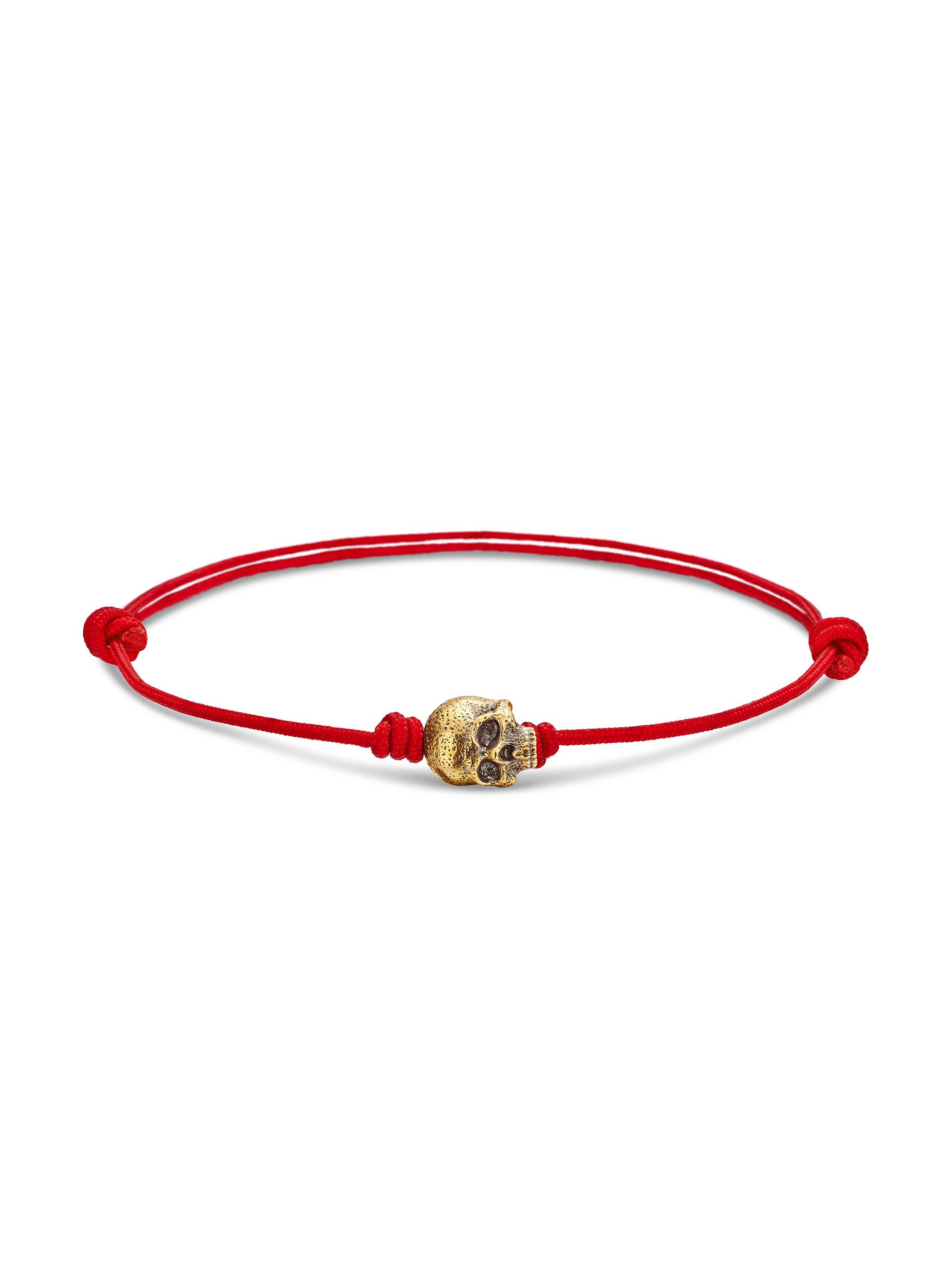 David Yurman Men's Skull Cord Bracelet with 18K Yellow Gold - Red