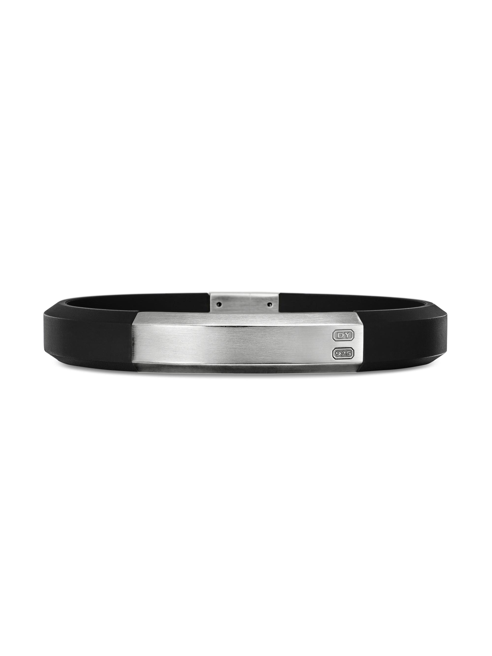 David Yurman Men's Streamline ID Rubber Bracelets With Sterling Silver - Black
