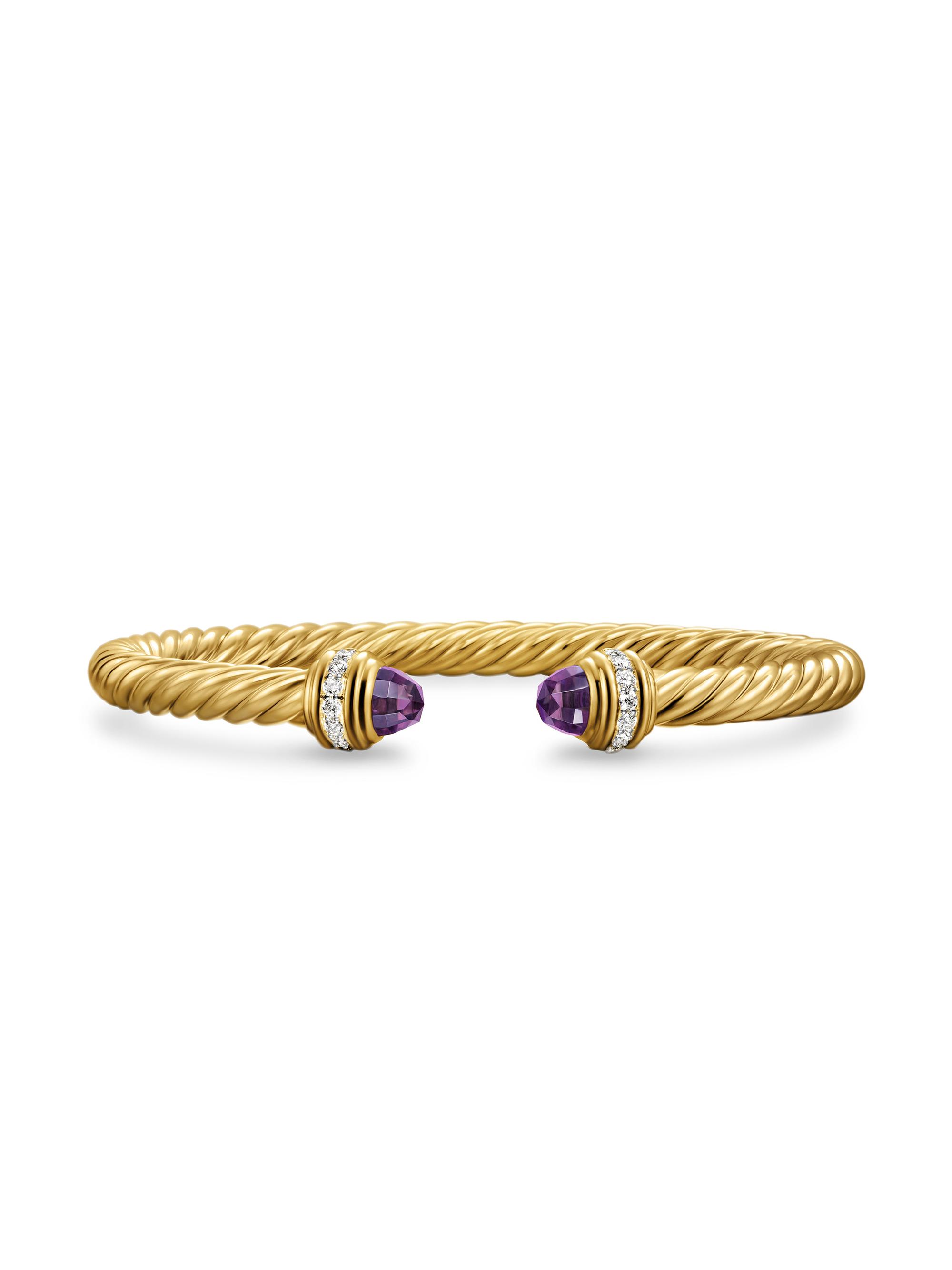David Yurman Women's Classic Cablespira Bracelet in 18K Yellow Gold - Amethyst
