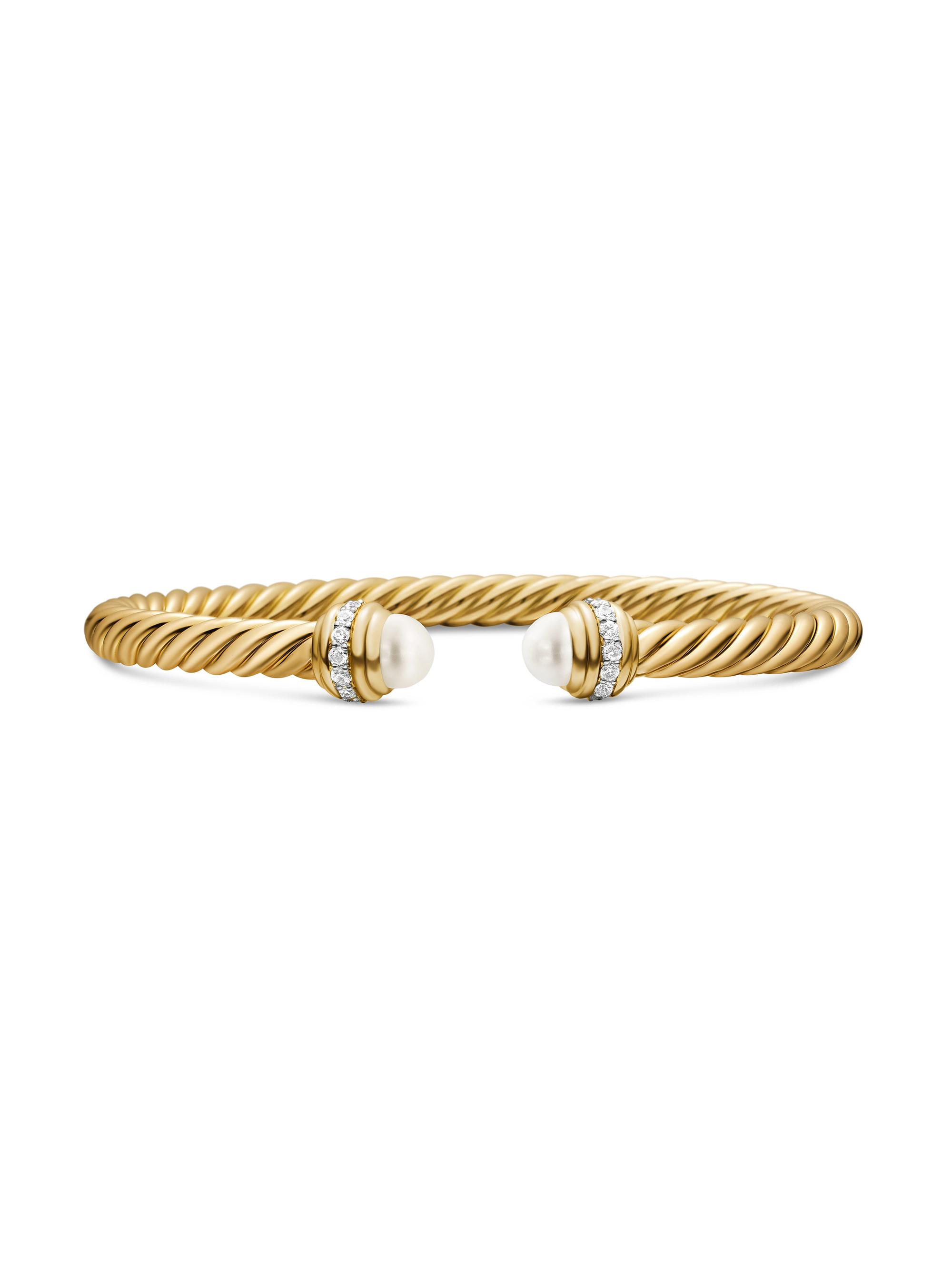 David Yurman Women's Classic Cablespira Bracelet in 18K Yellow Gold - Pearl