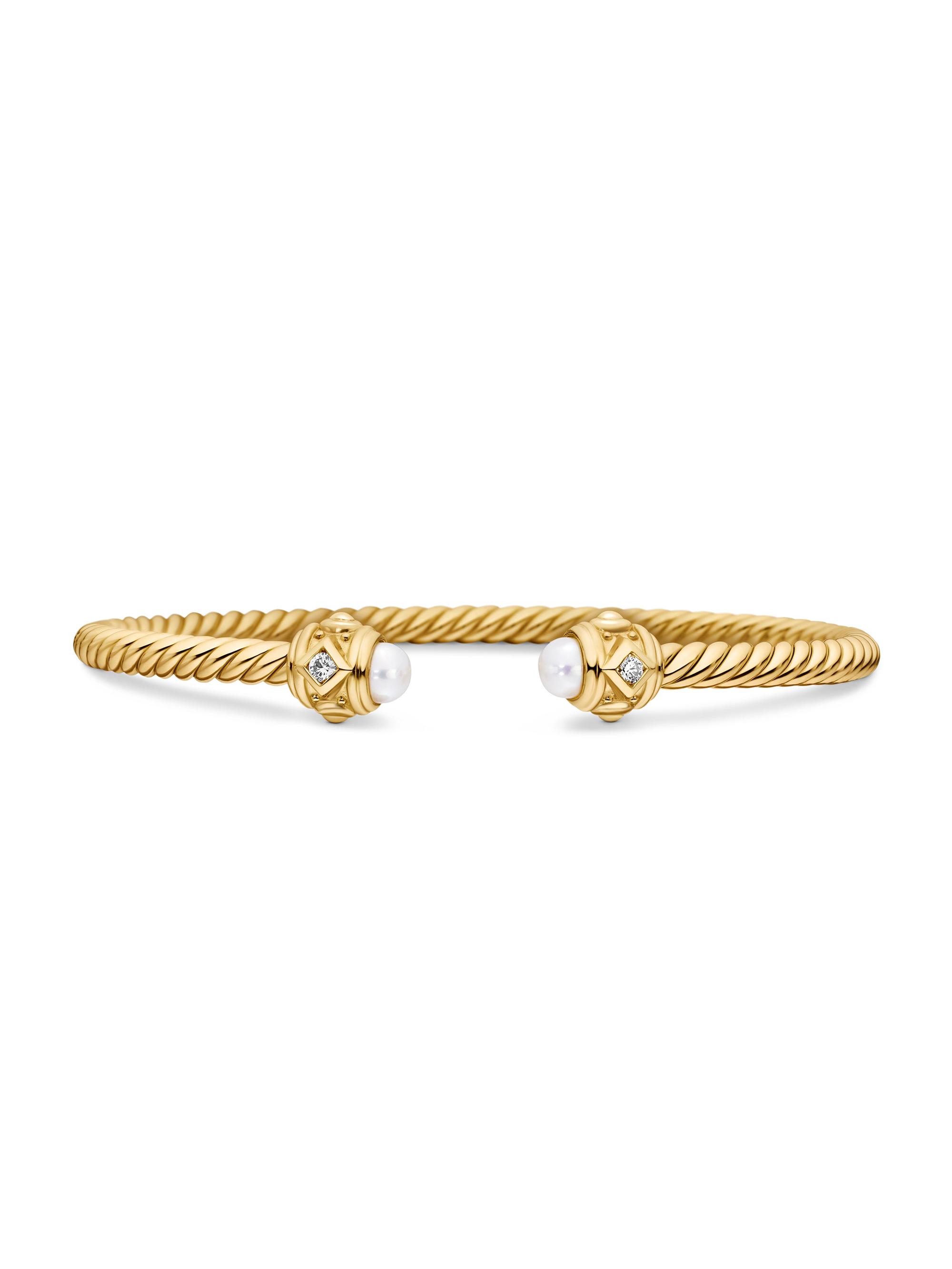 David Yurman Women's Renaissance Cablespira Bracelet in 18K Yellow Gold - Pearl