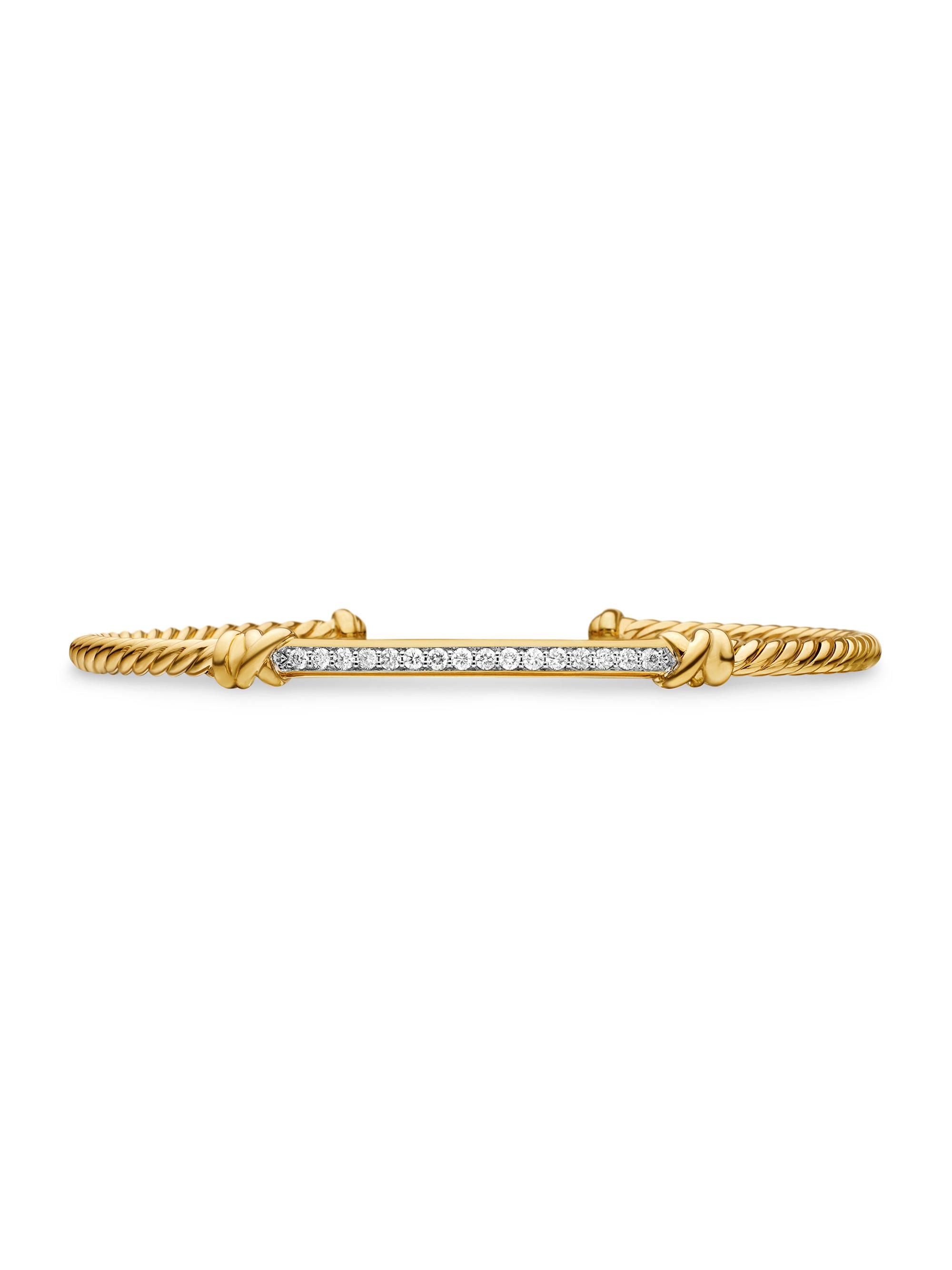 David Yurman Women's Petite Helena Two Station Wrap Bracelet in 18K Yellow Gold with Pavé Diamonds - Yellow Gold
