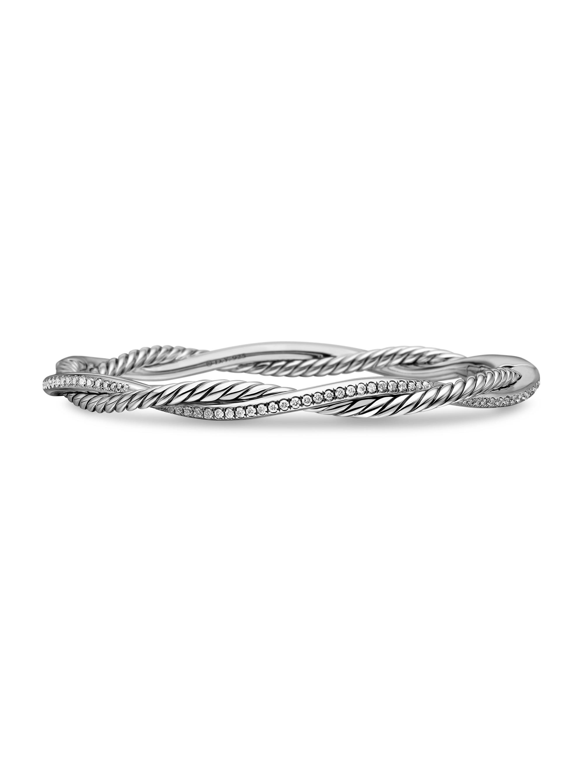 David Yurman Women's Petite Infinity Bracelet in Sterling Silver - Diamond