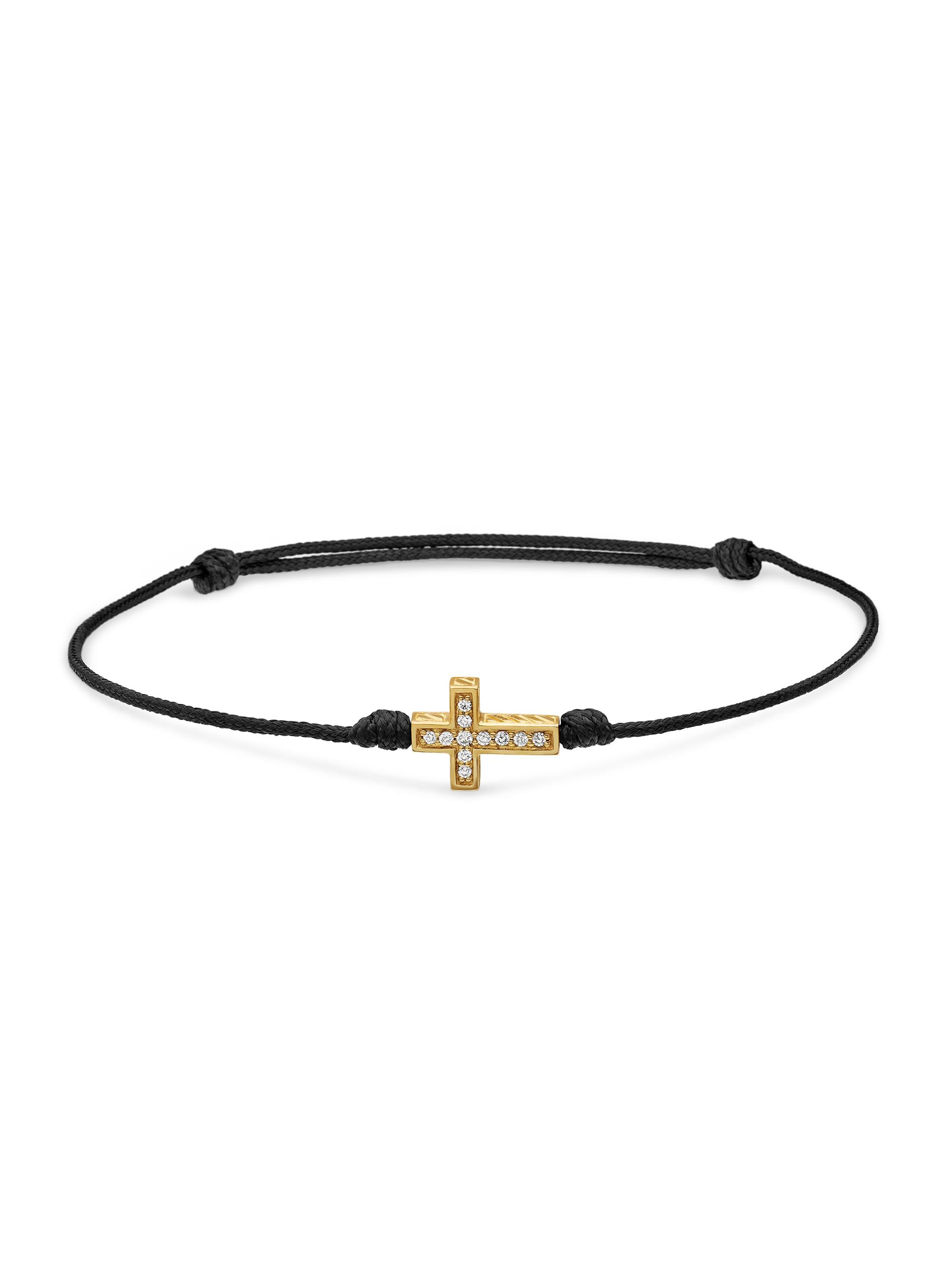David Yurman Men's 18K Gold, Diamond, & Nylon Cross Cord Bracelet - Black