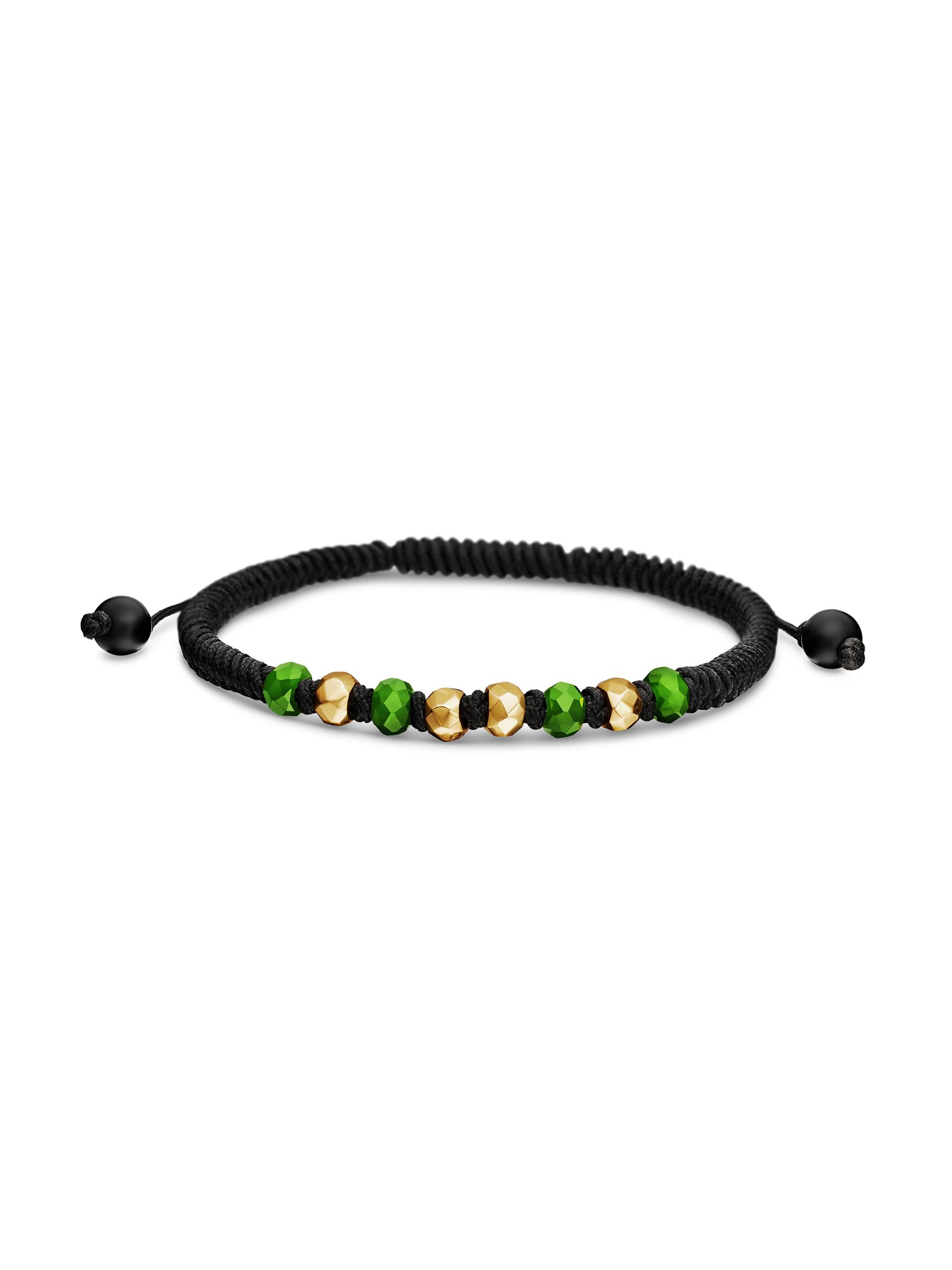 David Yurman Men's Fortune Woven Black Nylon Bracelet with Black Onyx and 18K Yellow Gold - Carnelian