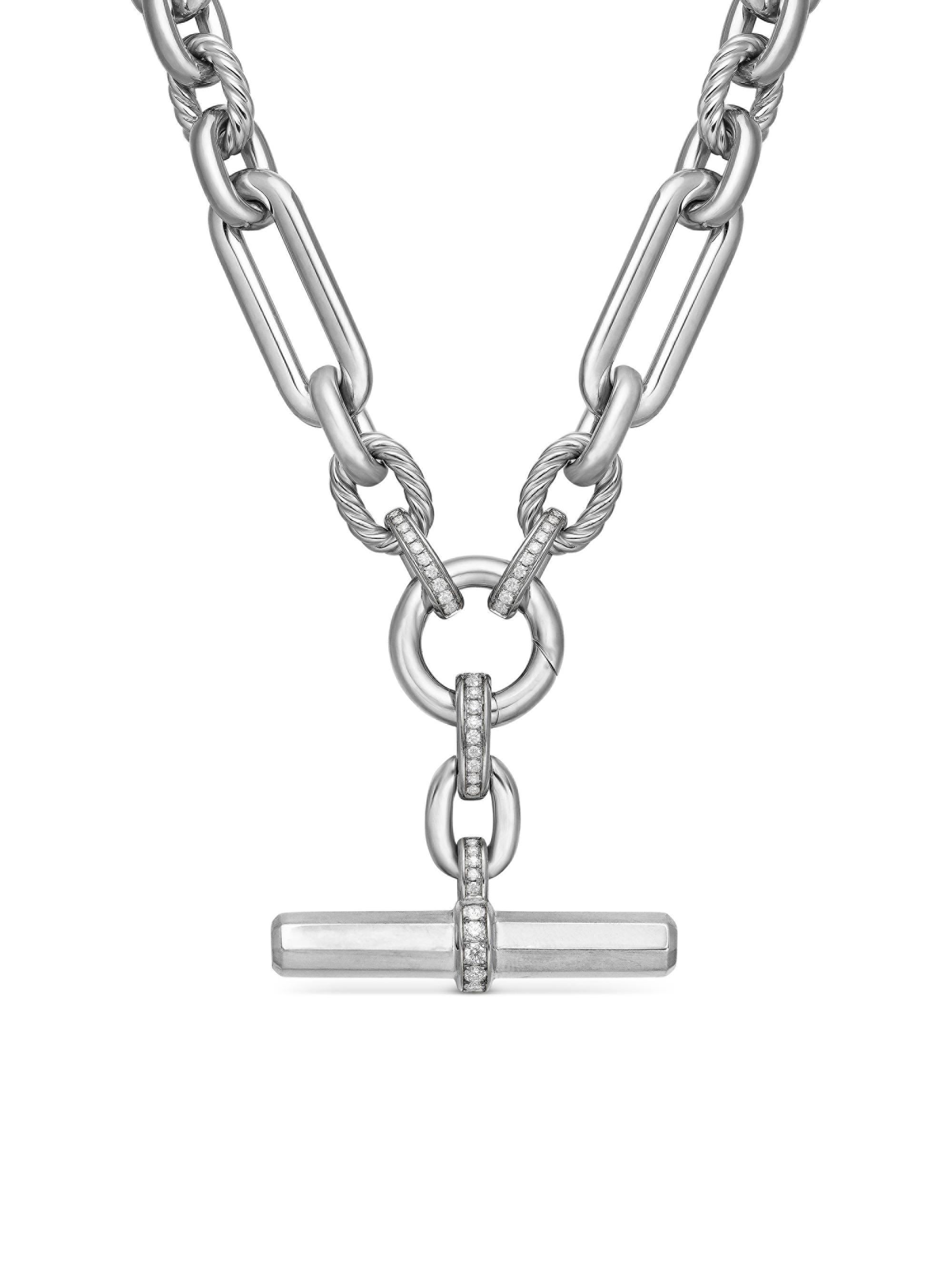 David Yurman Women's Lexington Chain Necklace in Sterling Silver - Diamond