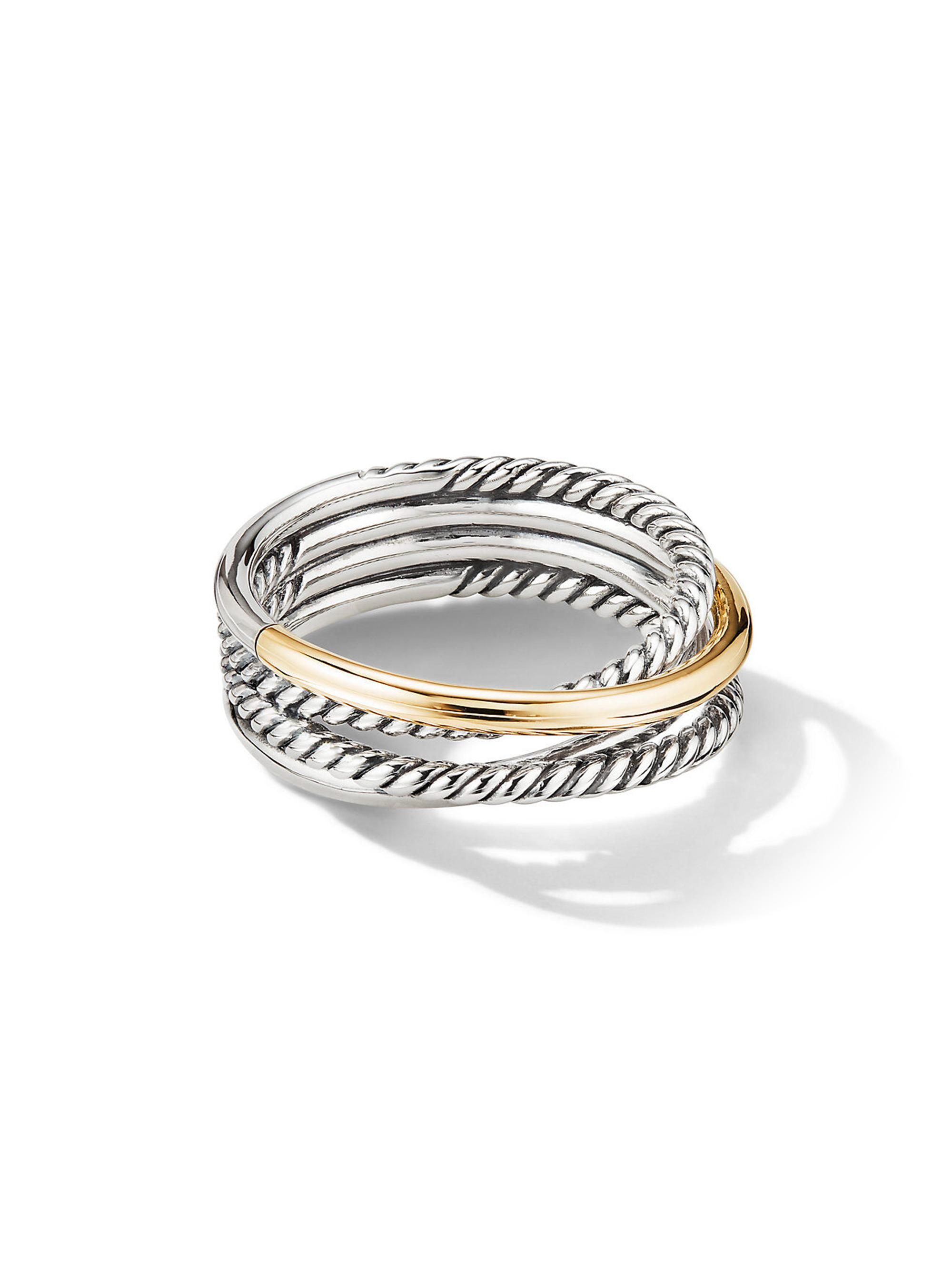 Shop David Yurman Crossover Band Ring with 18K Yellow Gold Saks Fifth