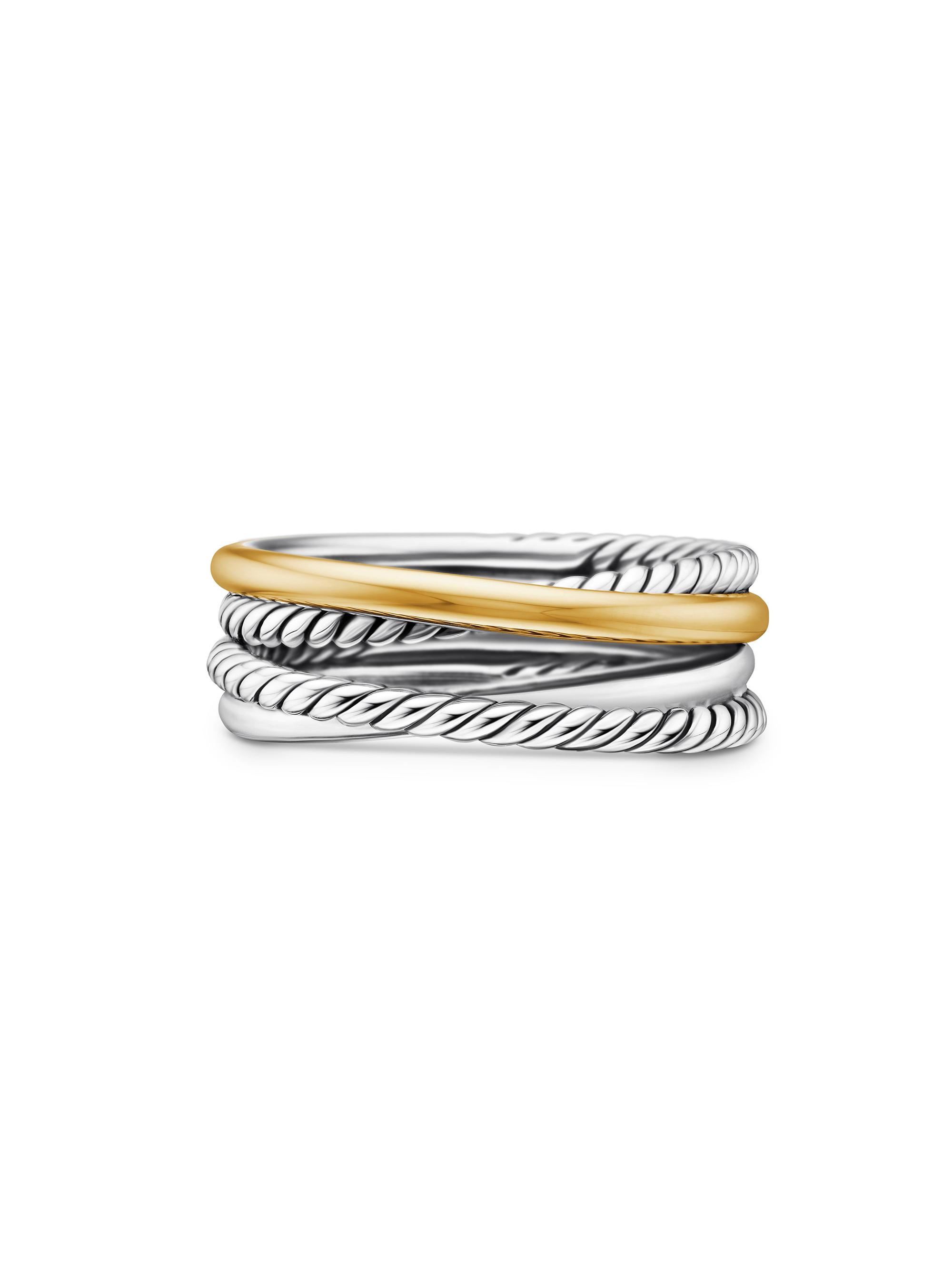 David Yurman Women's Crossover Band Ring with 18K Yellow Gold - Silver