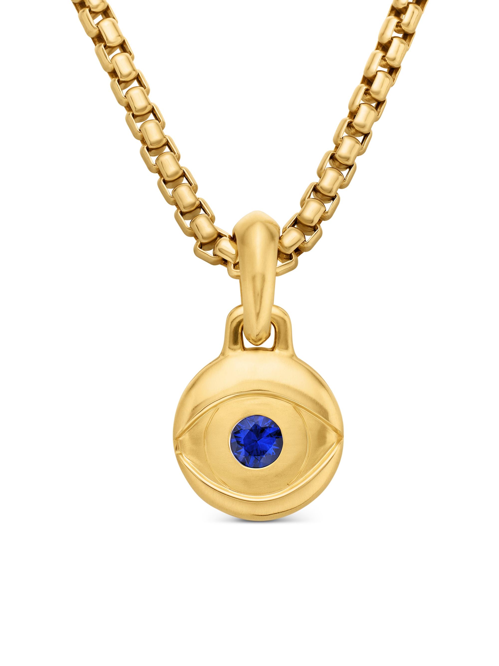 David Yurman Men's Evil Eye Amulet in 18K Yellow Gold - Sapphire