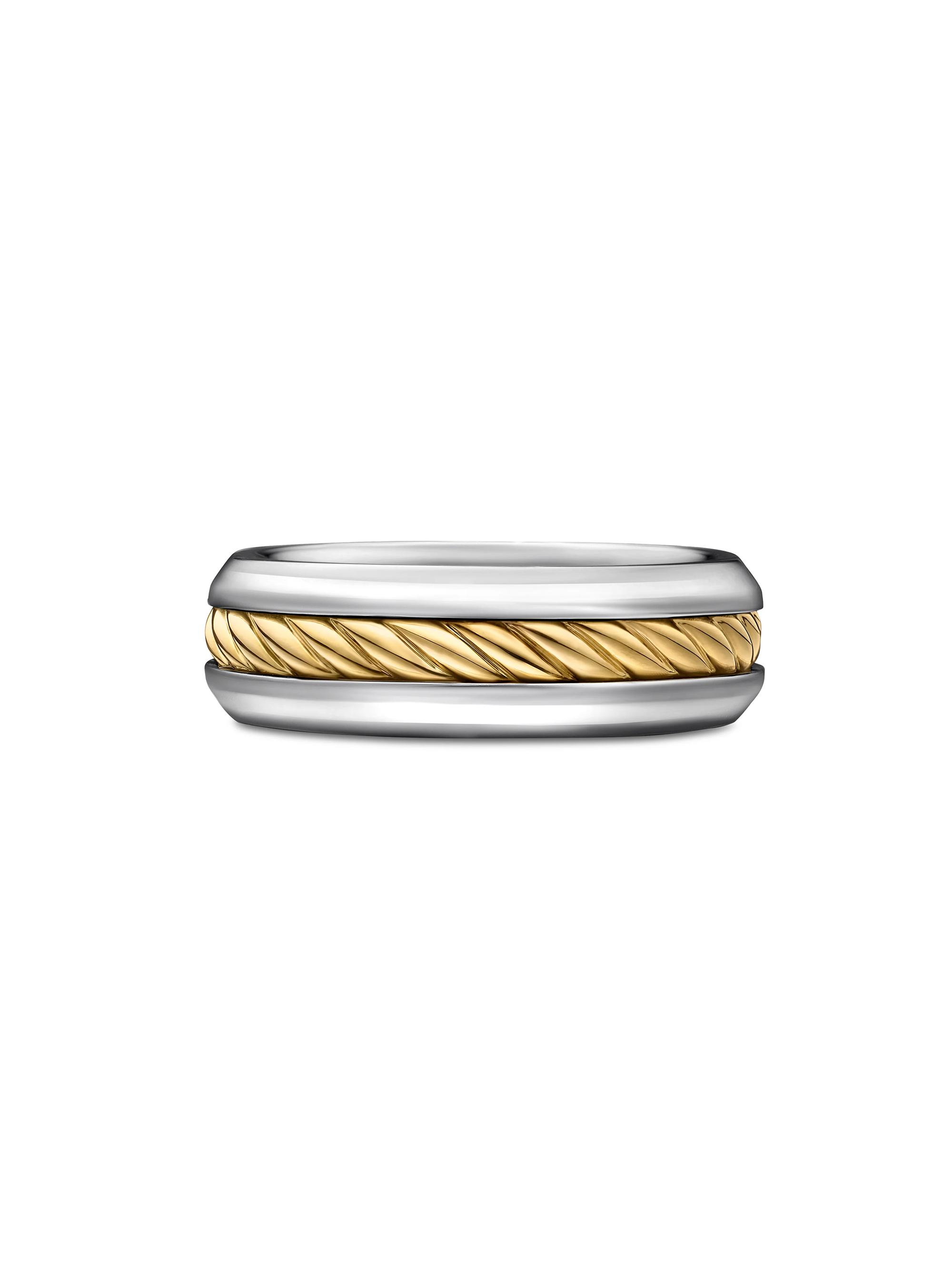 David Yurman Men's Cable Inset Band Ring in Sterling Silver
