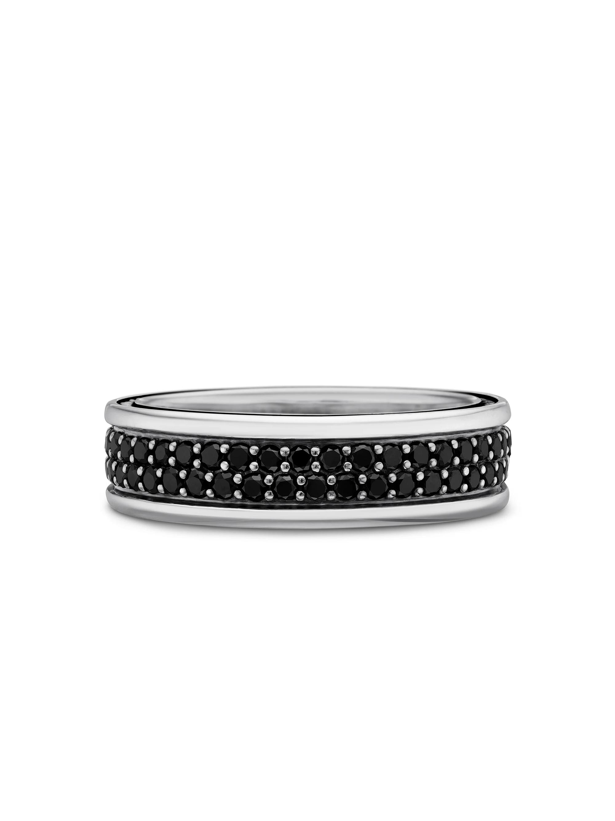 David Yurman Men's Streamline Two Row Band Ring with Pavé Diamonds - Black