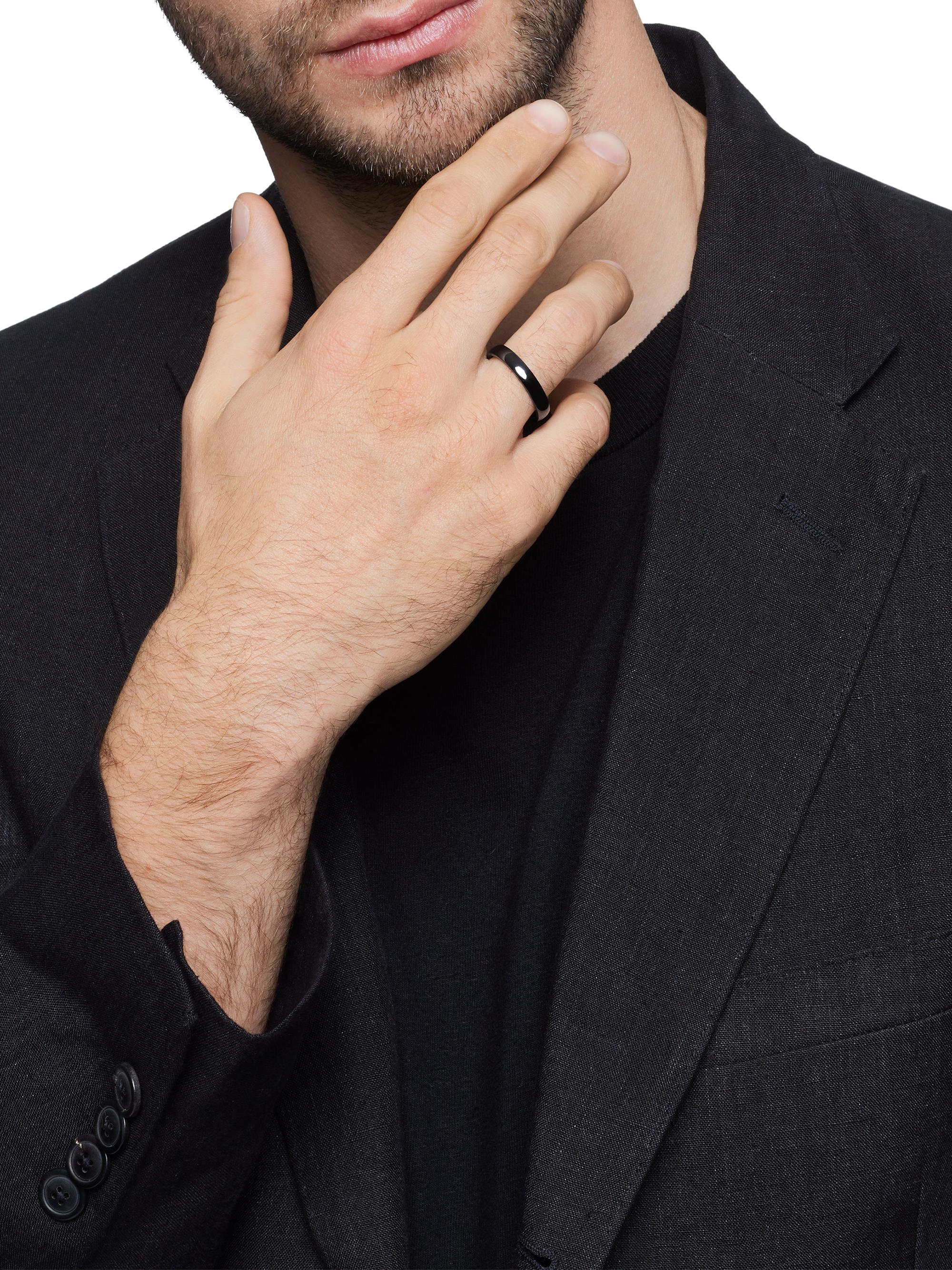 David Yurman DY Classic Band Ring in Black Titanium, 4mm | Saks Fifth ...