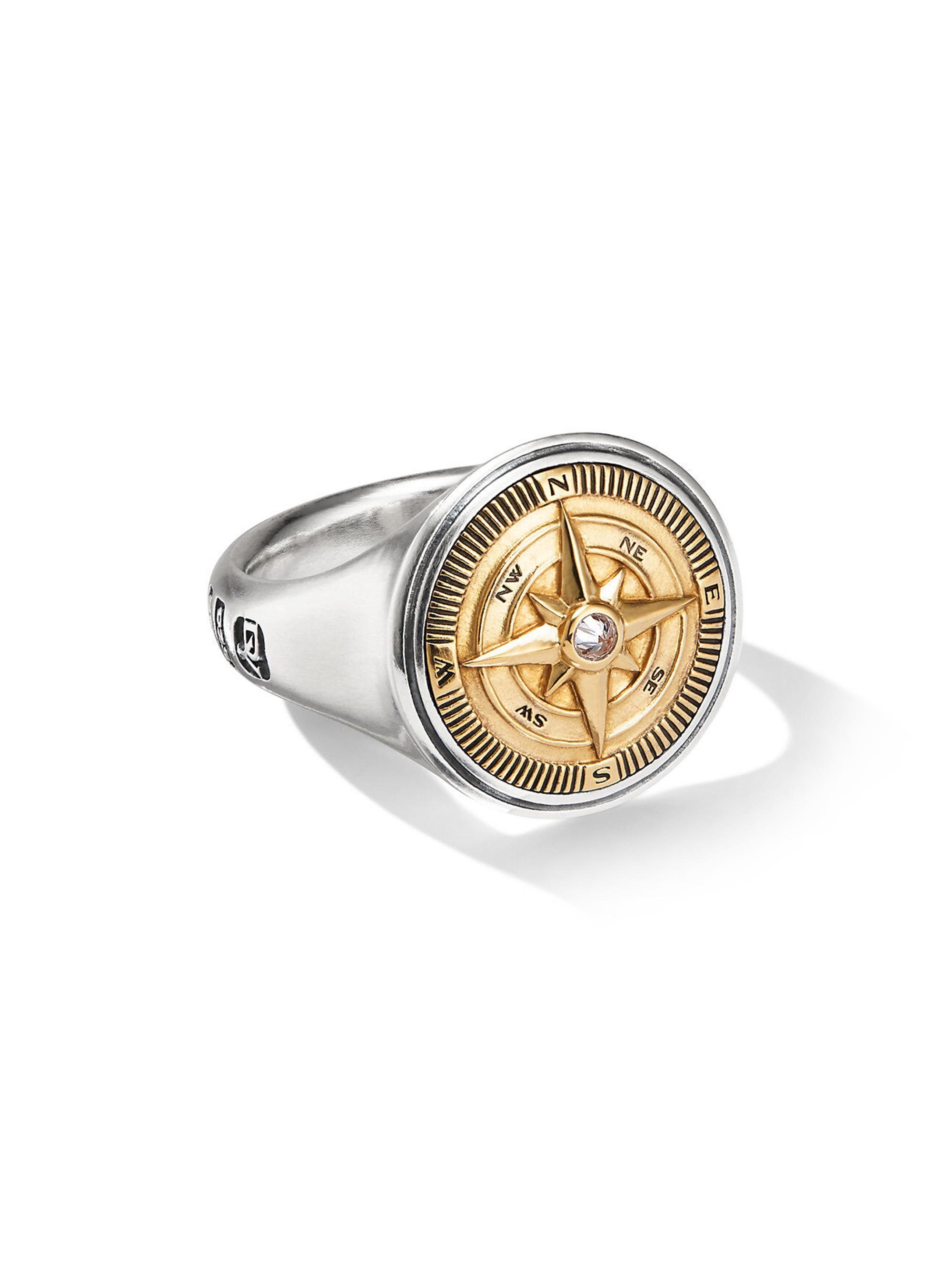 David Yurman Men's Maritime Compass Signet Ring in Sterling Silver - Gold