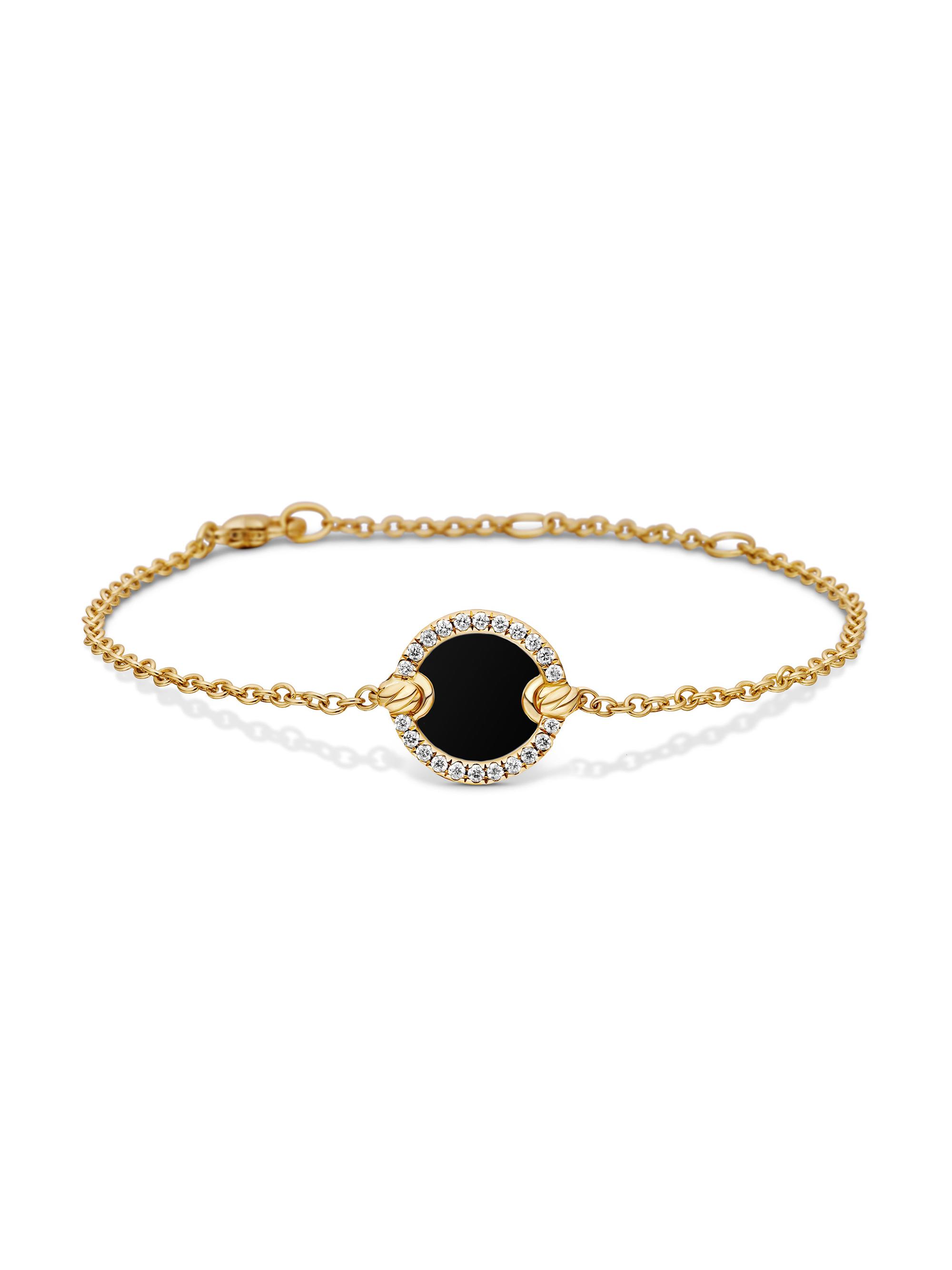 David Yurman Women's Petite DY Elements Center Station Chain Bracelet in 18K Yellow Gold - Black Onyx
