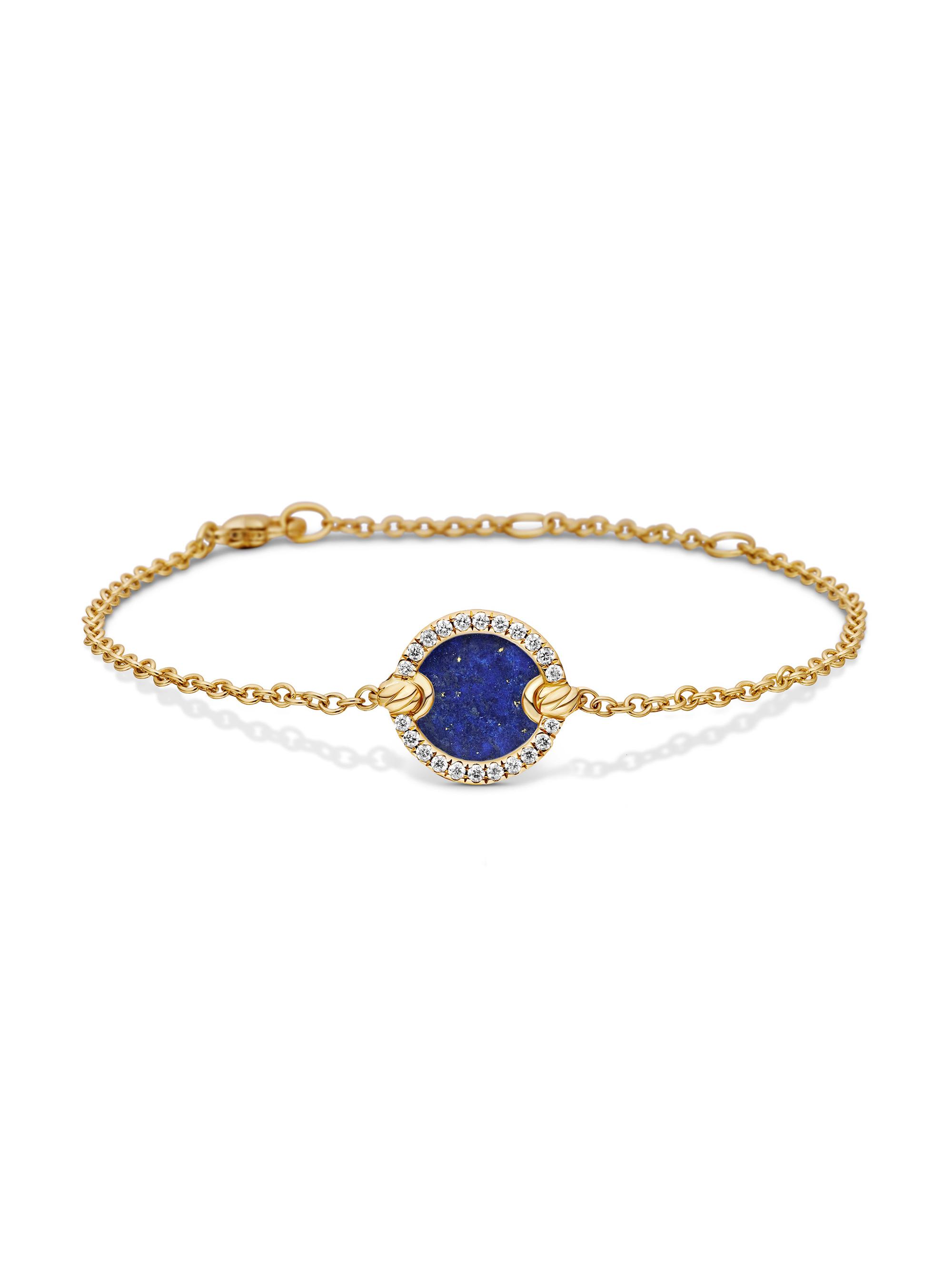 David Yurman Women's Petite DY Elements Center Station Chain Bracelet in 18K Yellow Gold - Lapis Lazuli