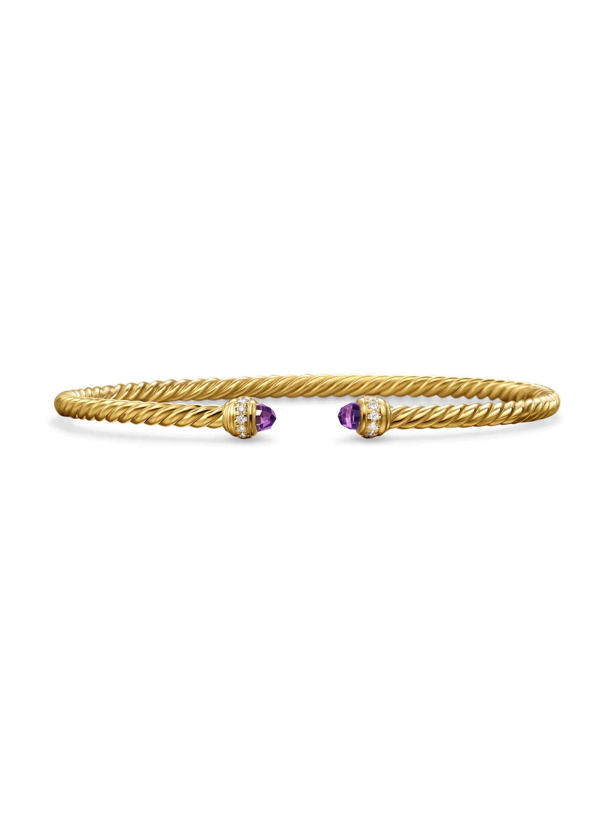David Yurman Women's Classic Cablespira Bracelet in 18K Yellow Gold and Diamonds - Amethyst