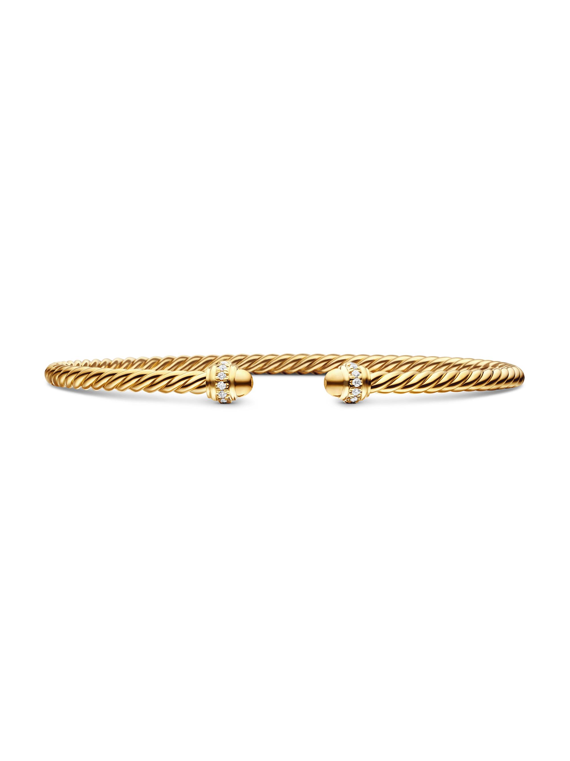 David Yurman Women's Classic Cablespira Bracelet in 18K Yellow Gold and Diamonds - Diamond