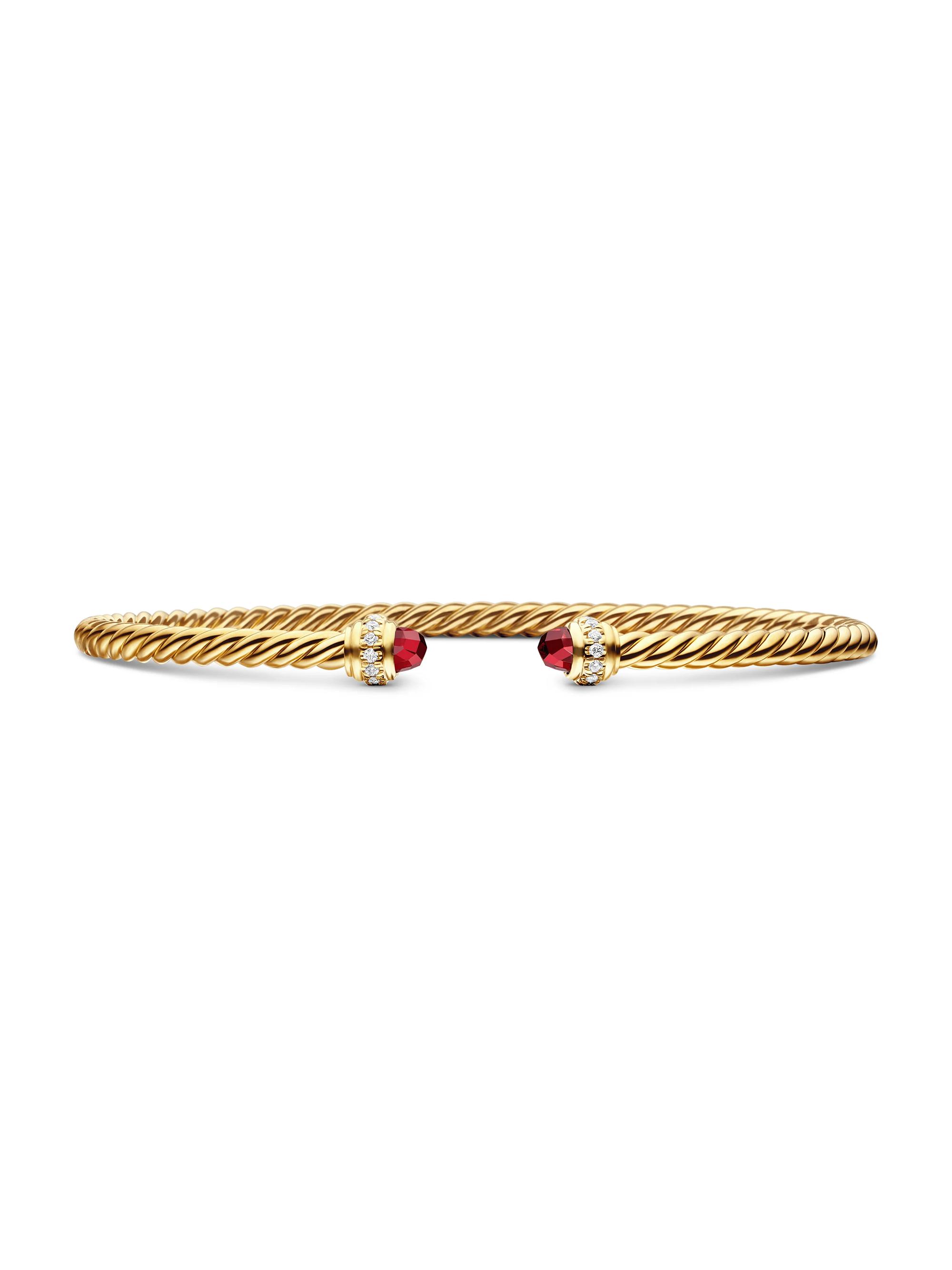 David Yurman Classic Cablespira Bracelet in 18K Yellow Gold and Diamonds