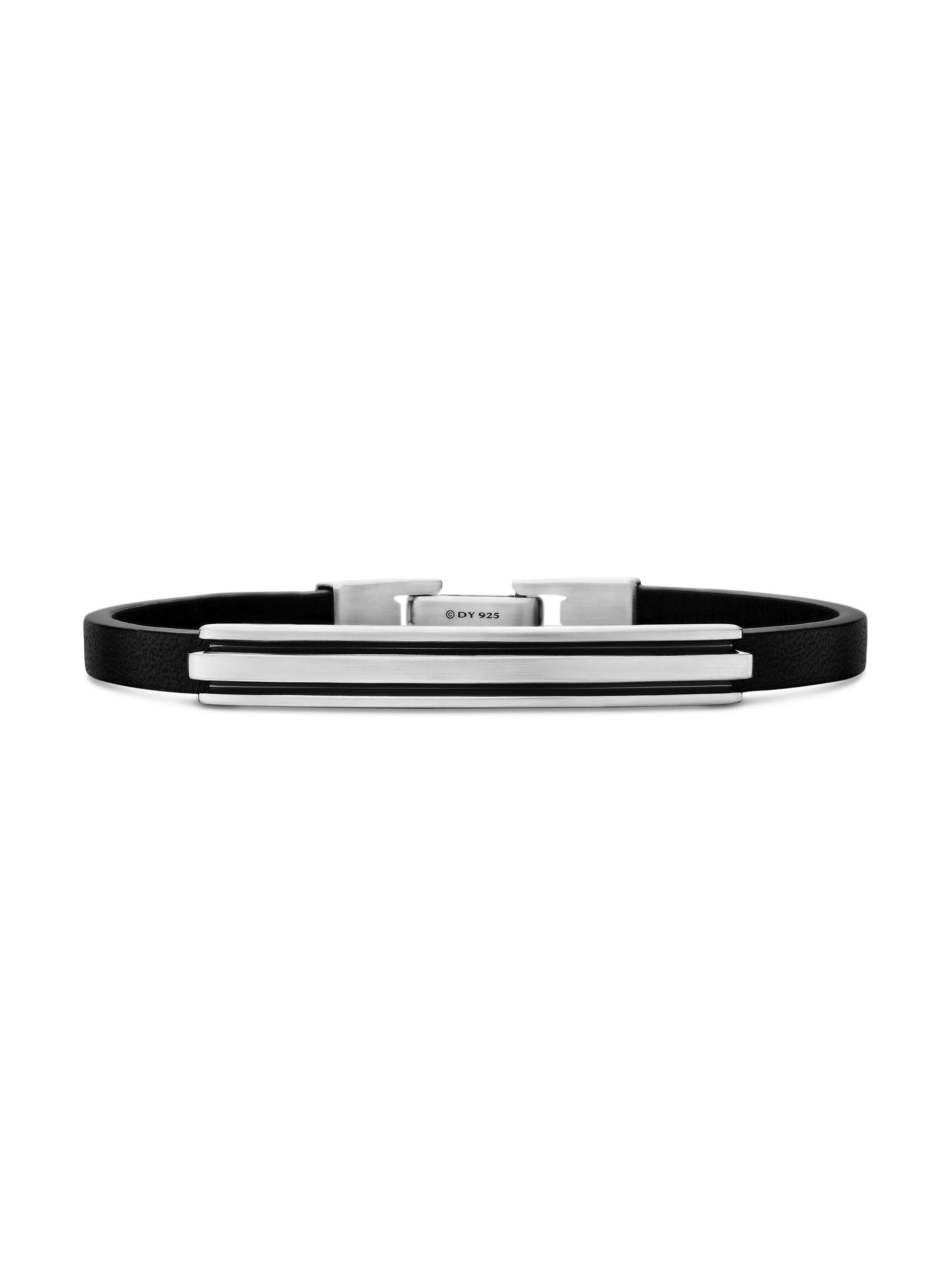 David Yurman Men's Deco ID Black Leather Bracelet - Black
