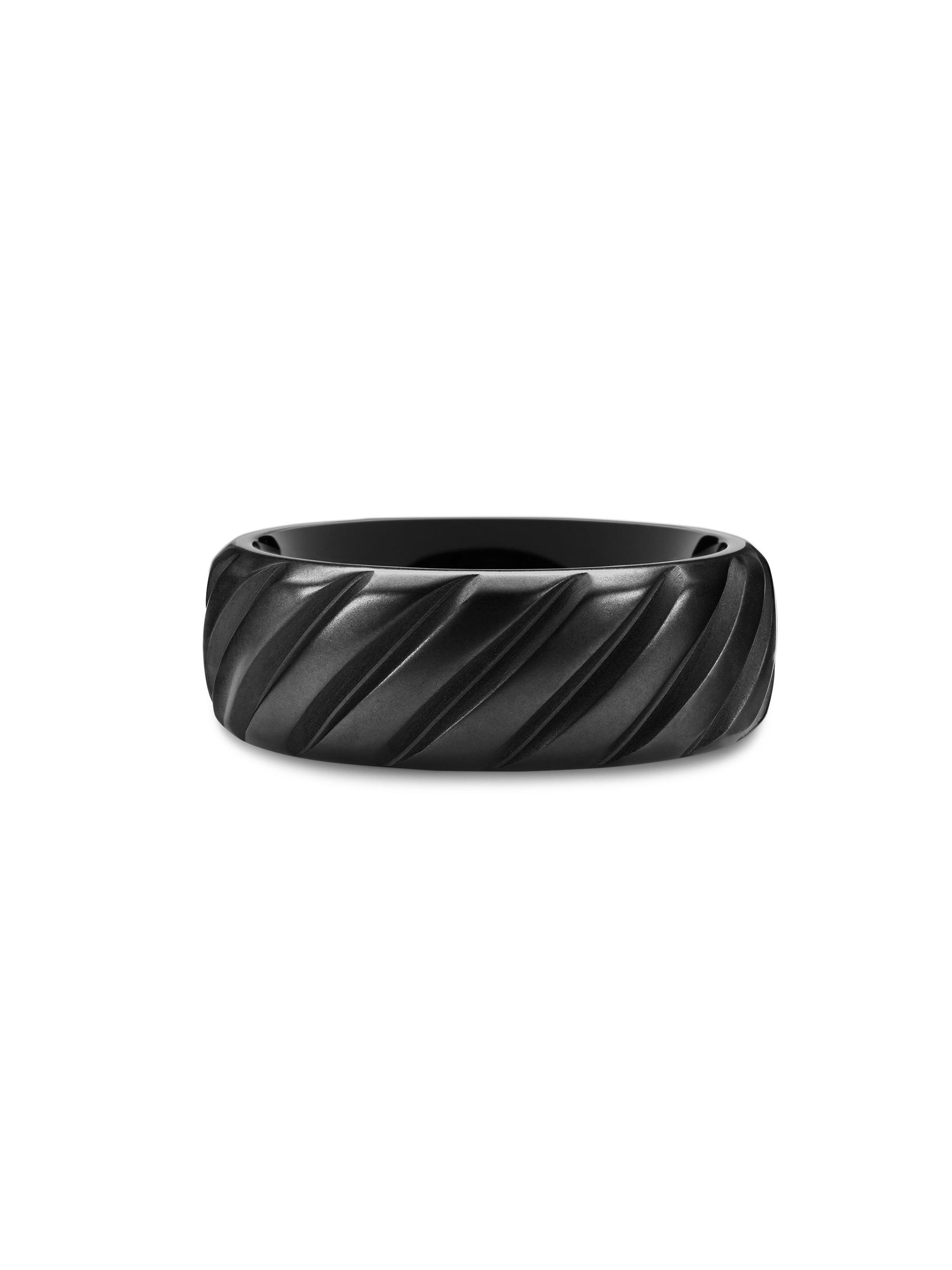 David Yurman Men's Modern Cable Band Ring in Black Titanium, 9mm - Black