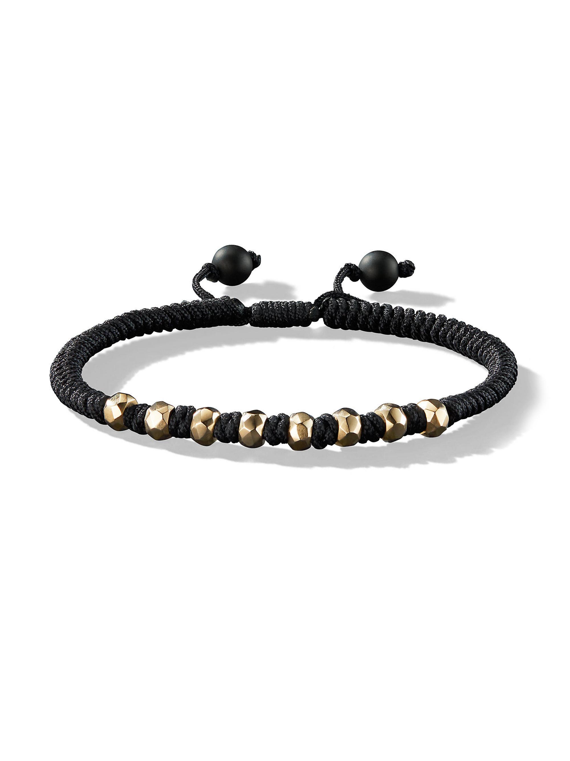 David Yurman Men's Fortune Woven Nylon Bracelet with Black Onyx and 18K Yellow Gold - Black